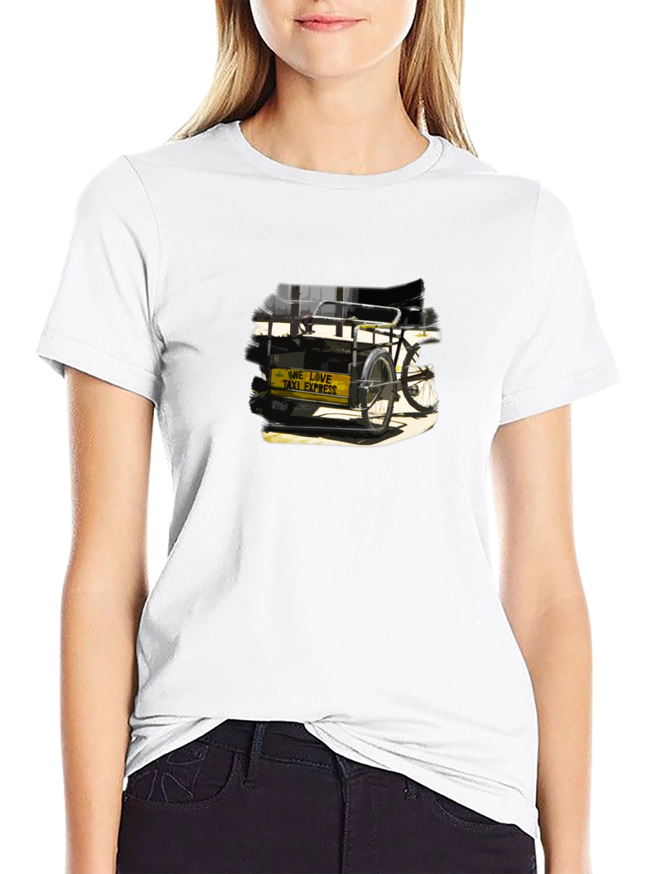 Black T-Shirt with Rickshaw Graphic