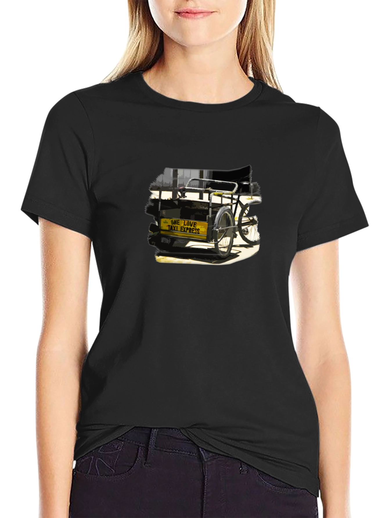 Black T-Shirt with Rickshaw Graphic