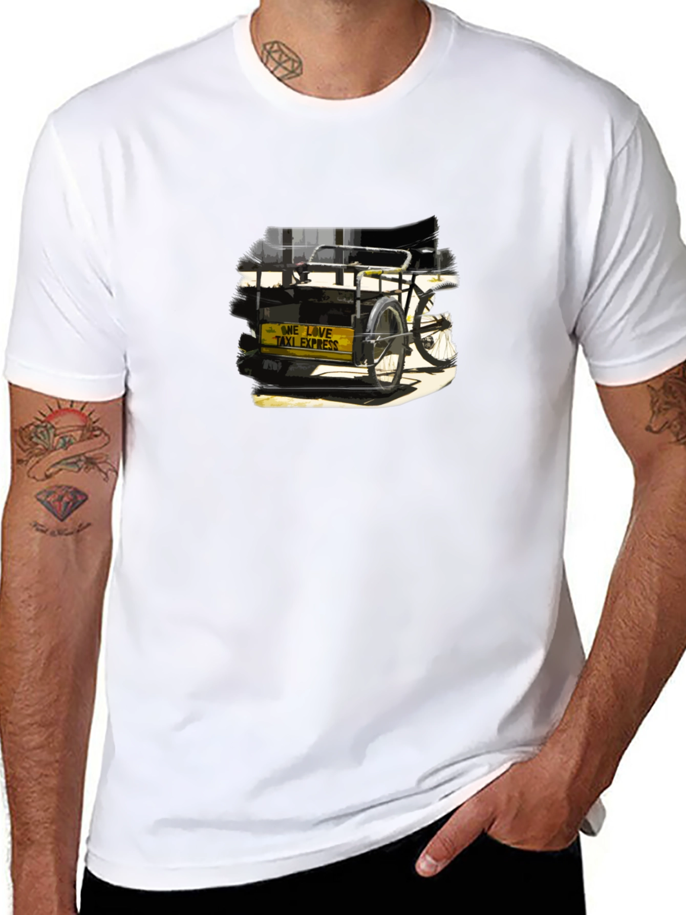 Black T-Shirt with Rickshaw Graphic
