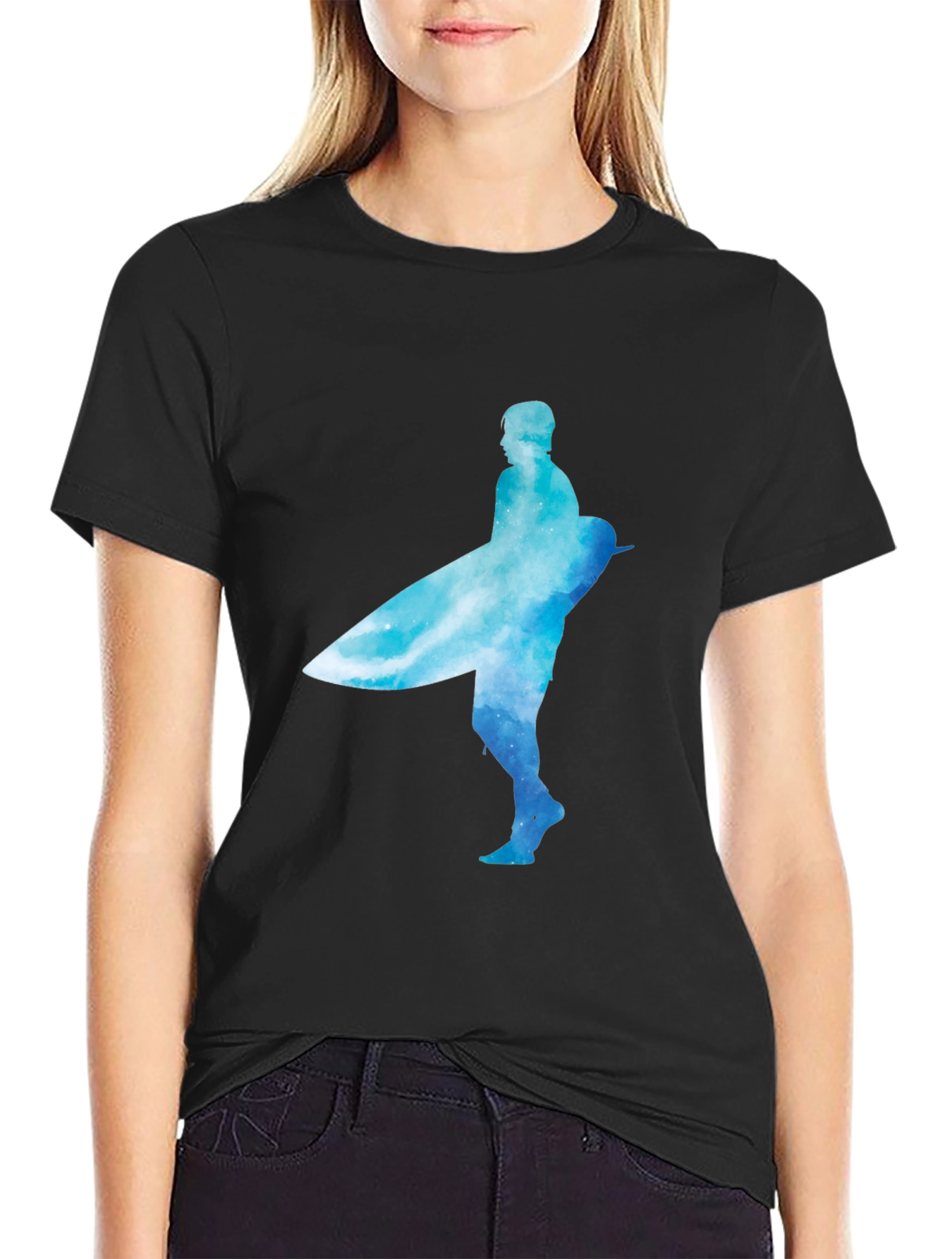 Surfer Graphic Tee - Black Cotton Blend