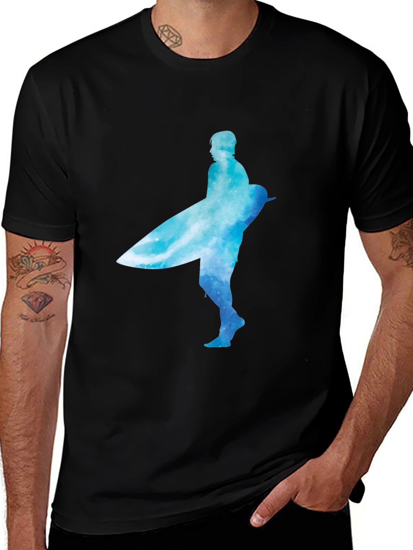 Surfer Graphic Tee - Black Cotton Blend
