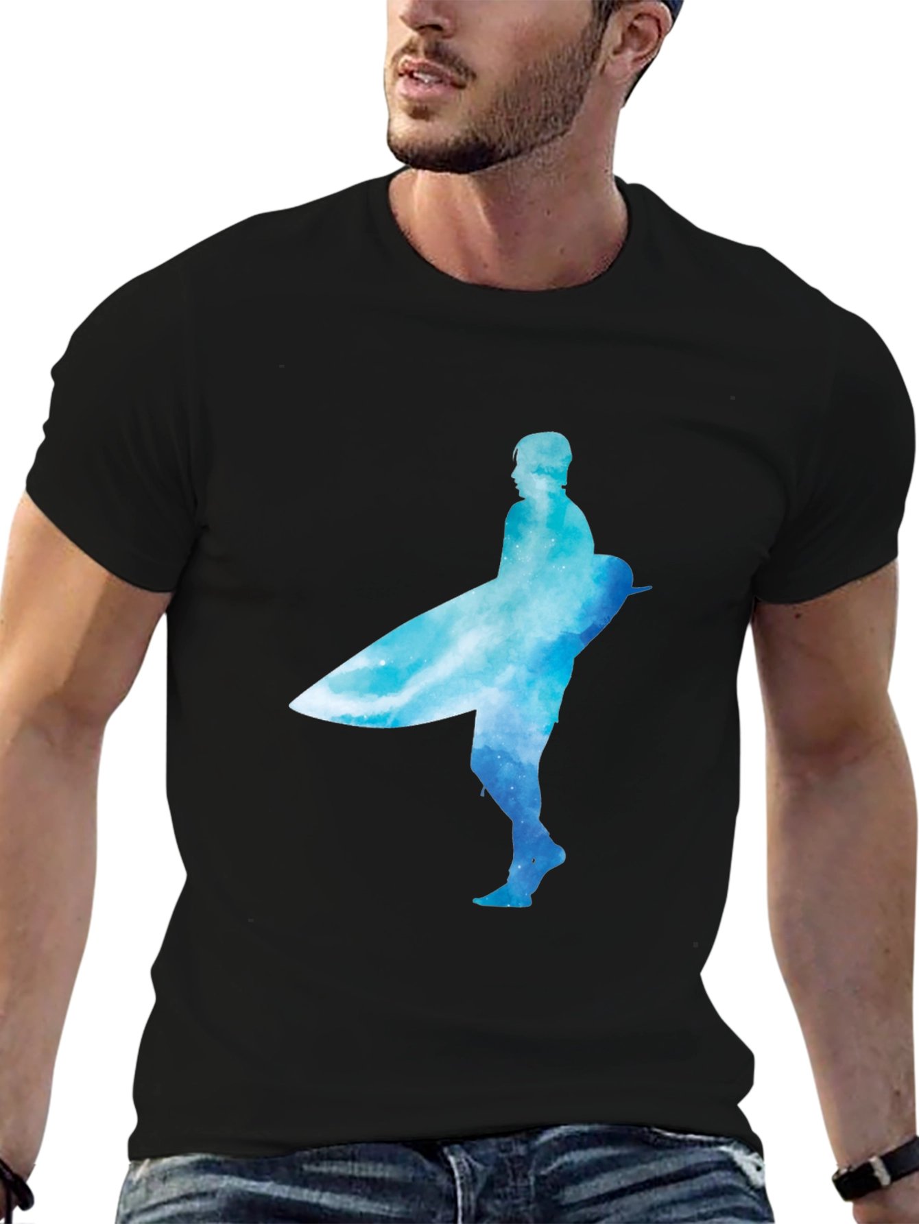Surfer Graphic Tee - Black Cotton Blend