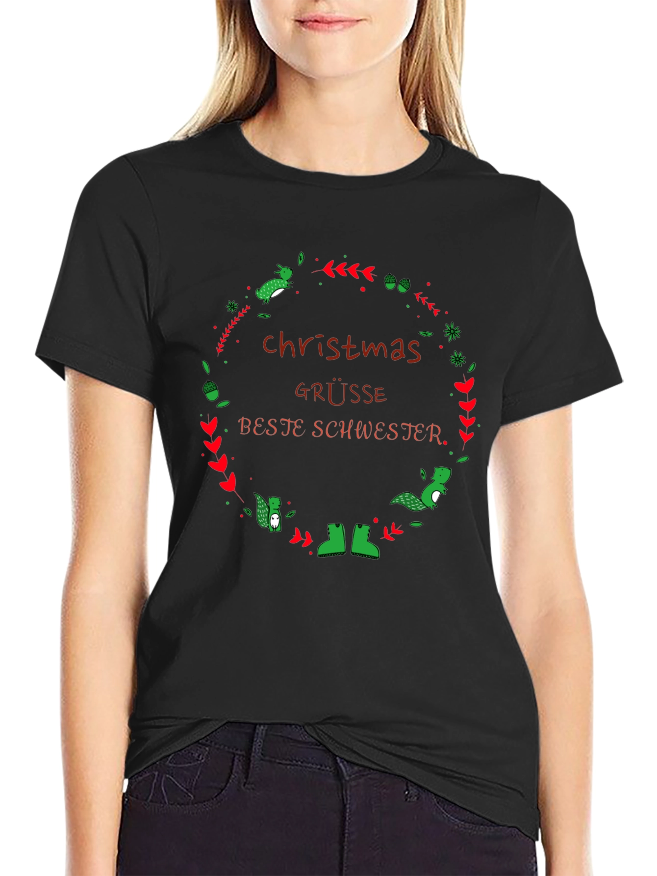 Christmas Grüße Beste Schwester Black T-Shirt