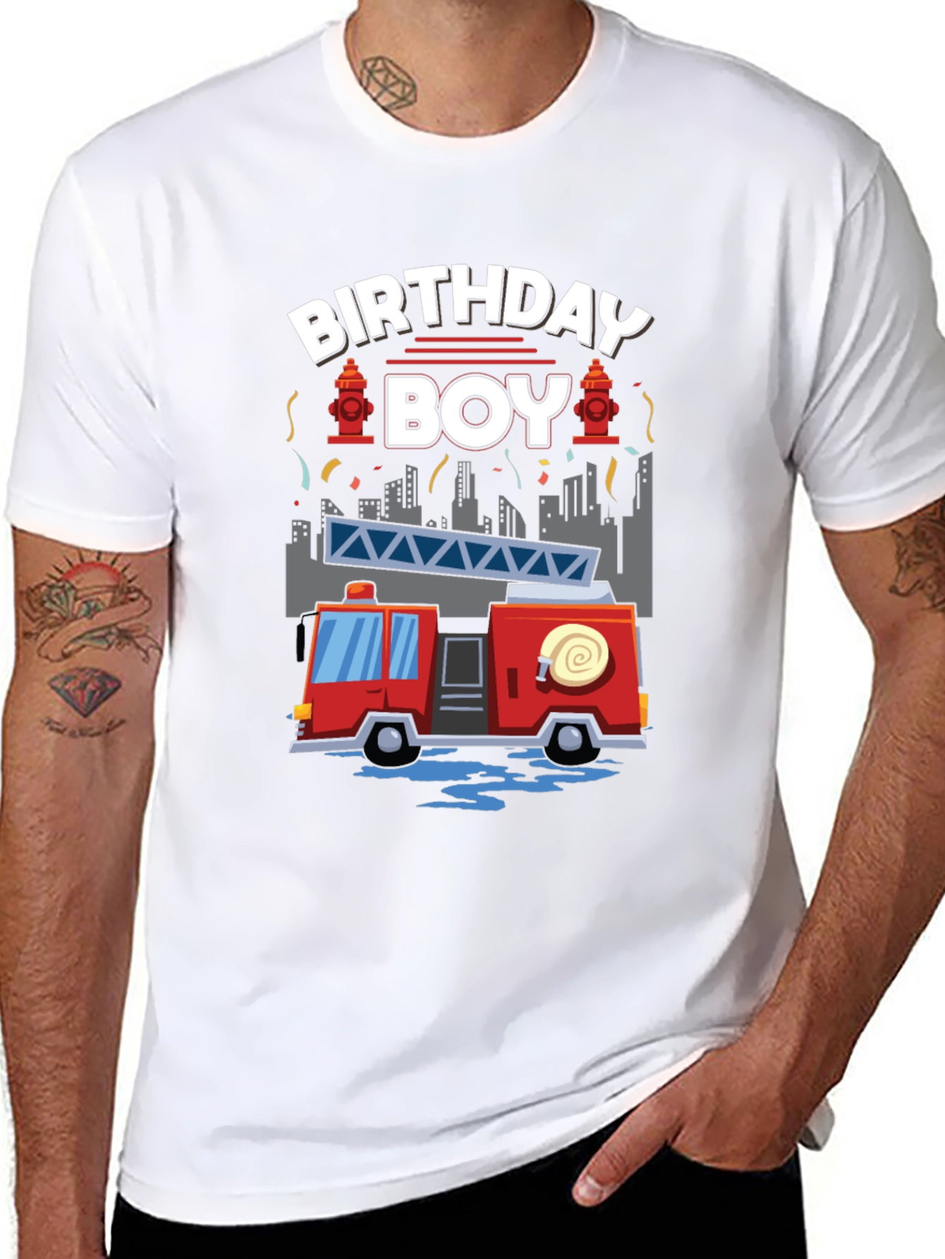 Birthday Boy Fire Truck T-Shirt