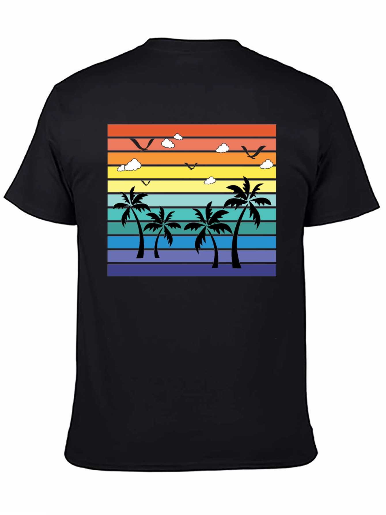 Tropical Sunset Palm Tree Graphic T-Shirt