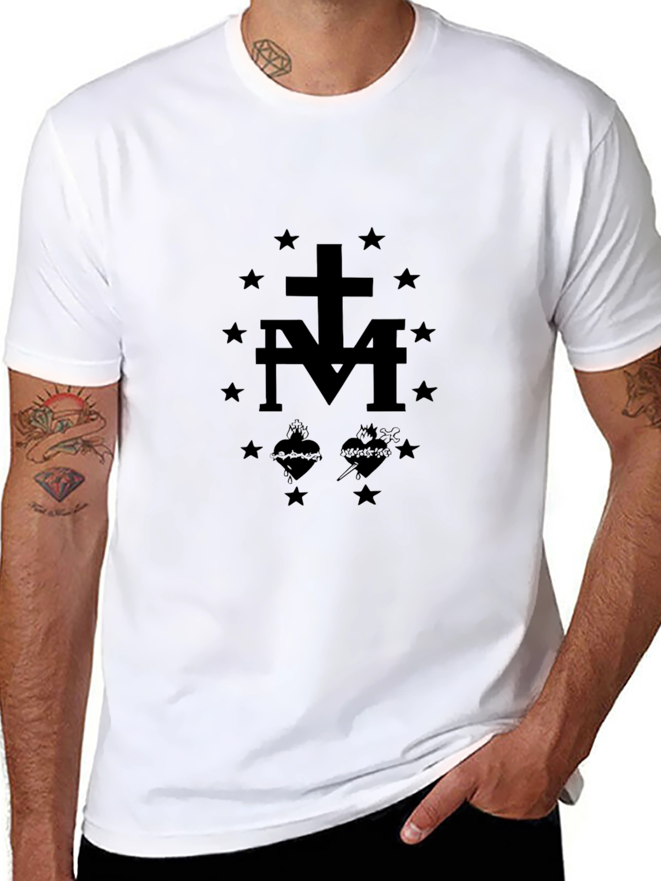 Black T-Shirt with Marian Symbol
