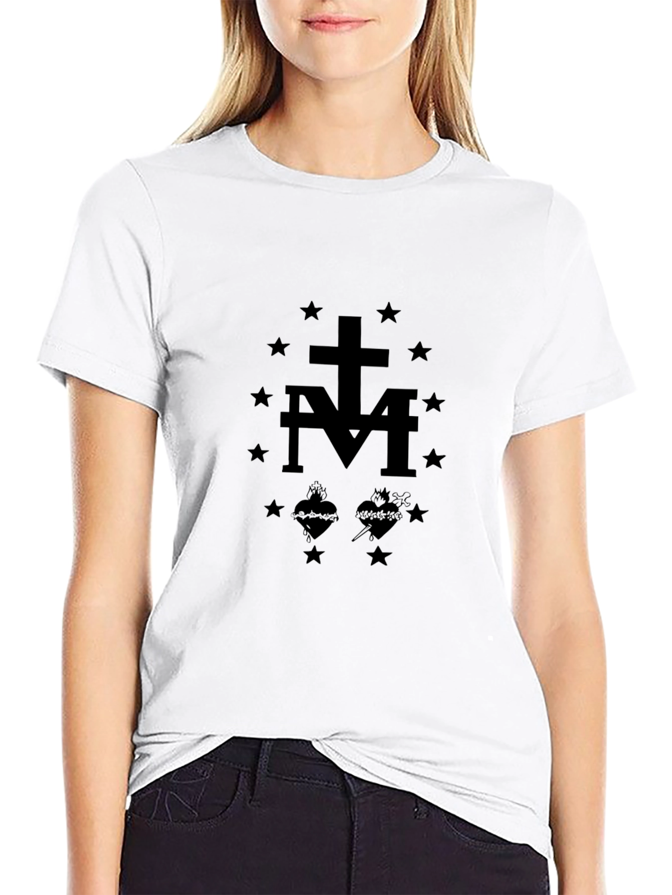 Black T-Shirt with Marian Symbol