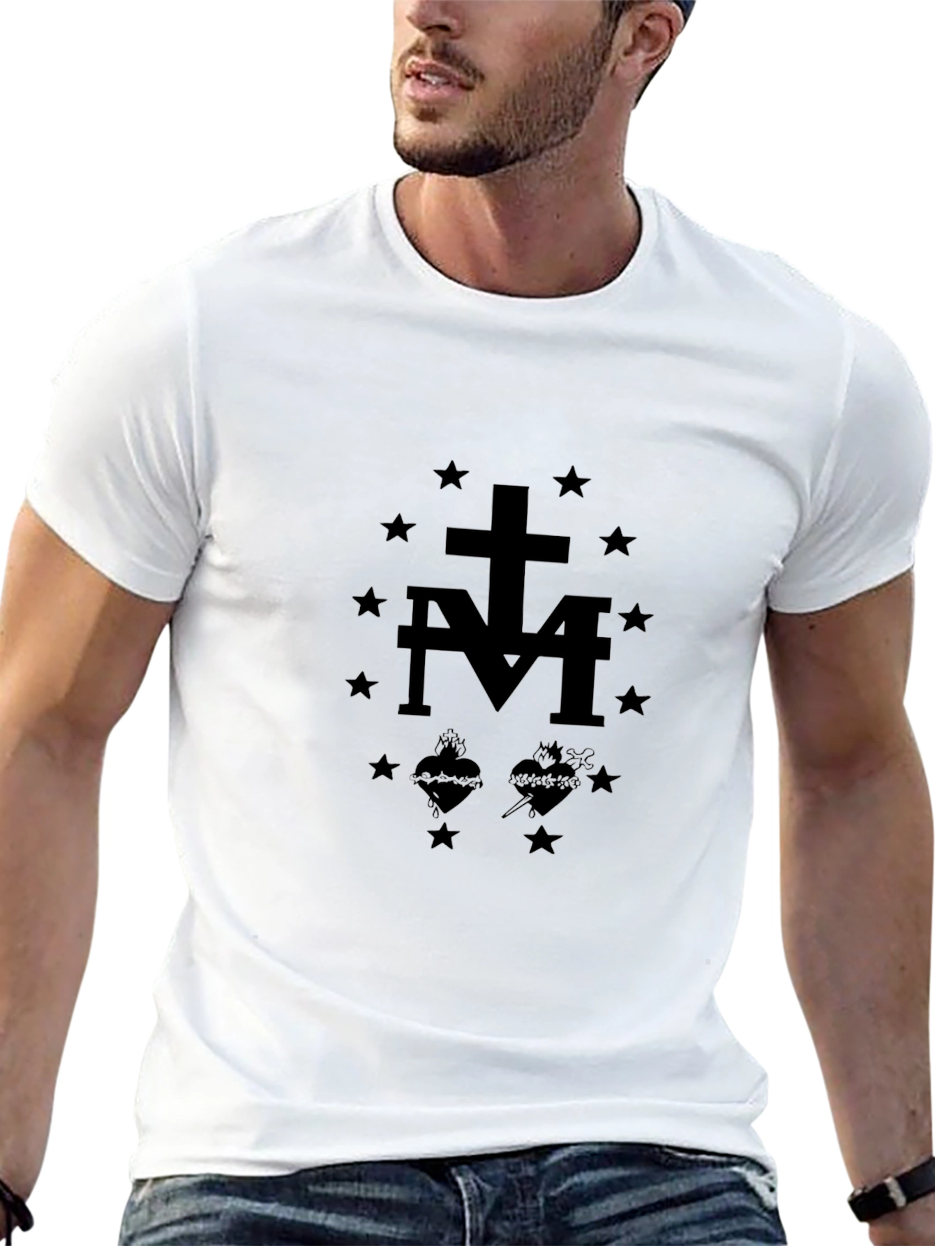 Black T-Shirt with Marian Symbol