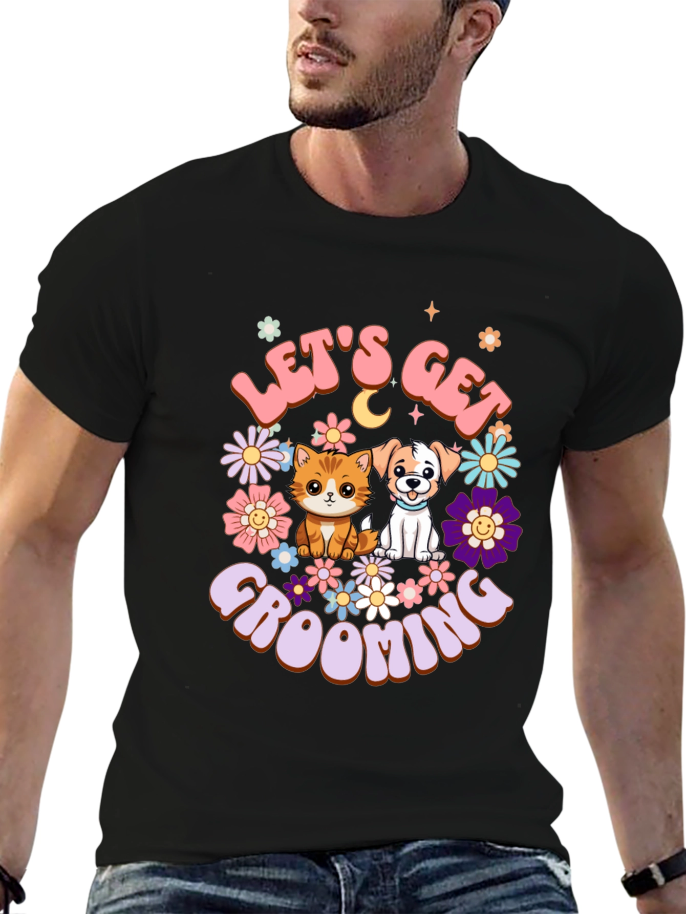 Lets Get Grooming Black T-Shirt