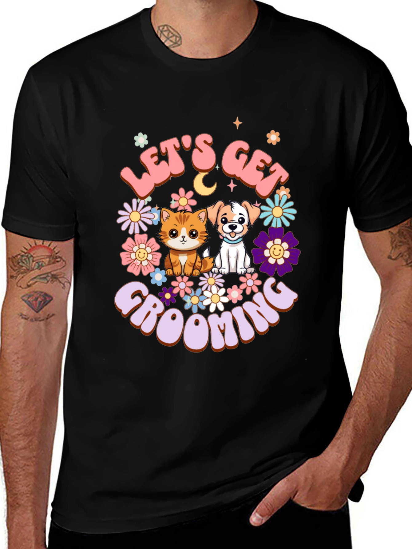 Lets Get Grooming Black T-Shirt