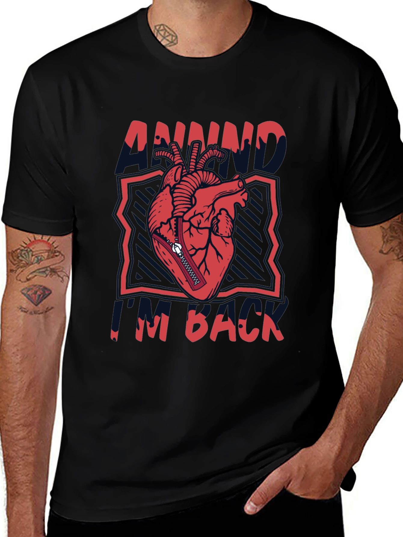 Unzip My Heart T-Shirt - Black Graphic Tee