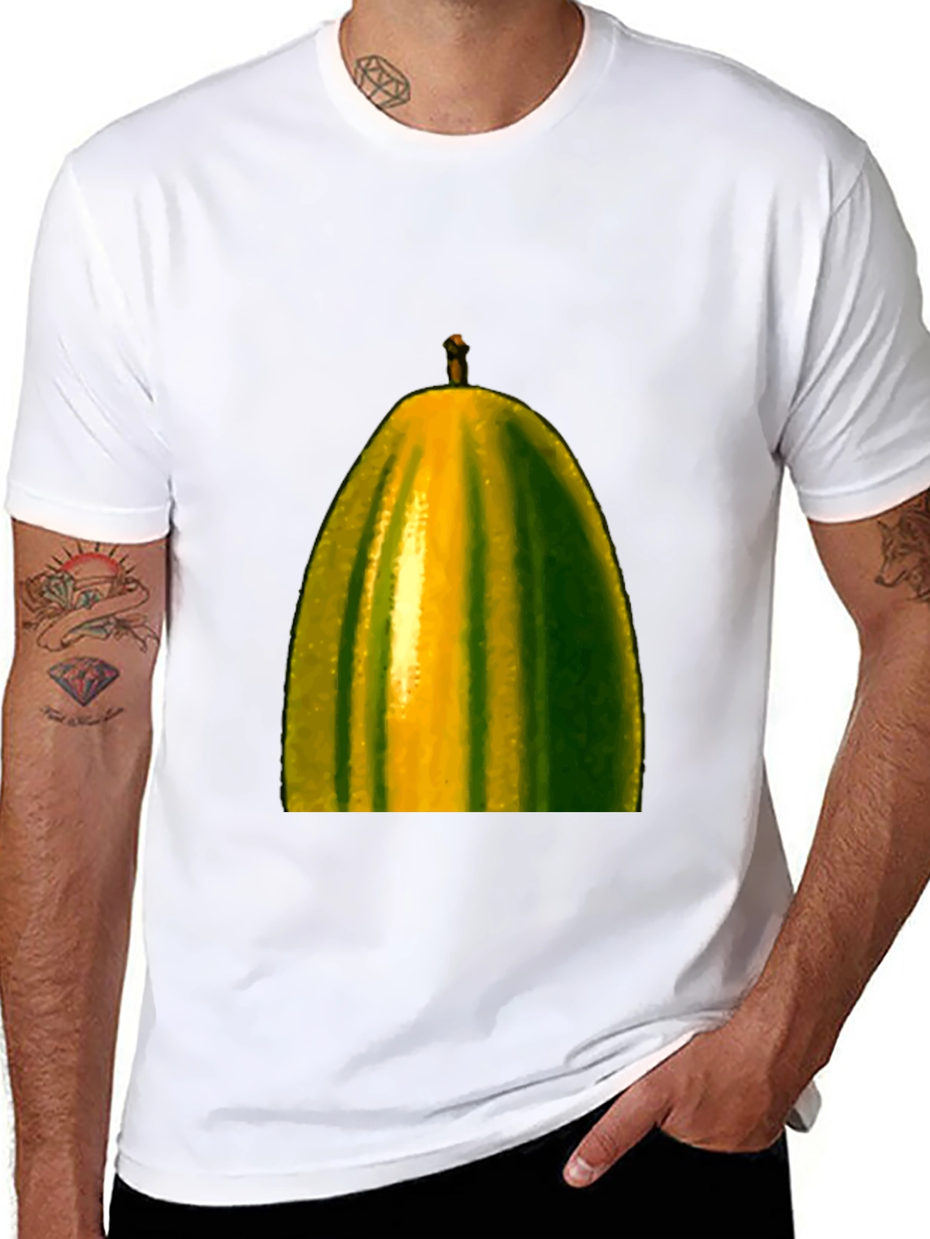 Unique Pear Graphic Tee - Black Cotton Blend Shirt
