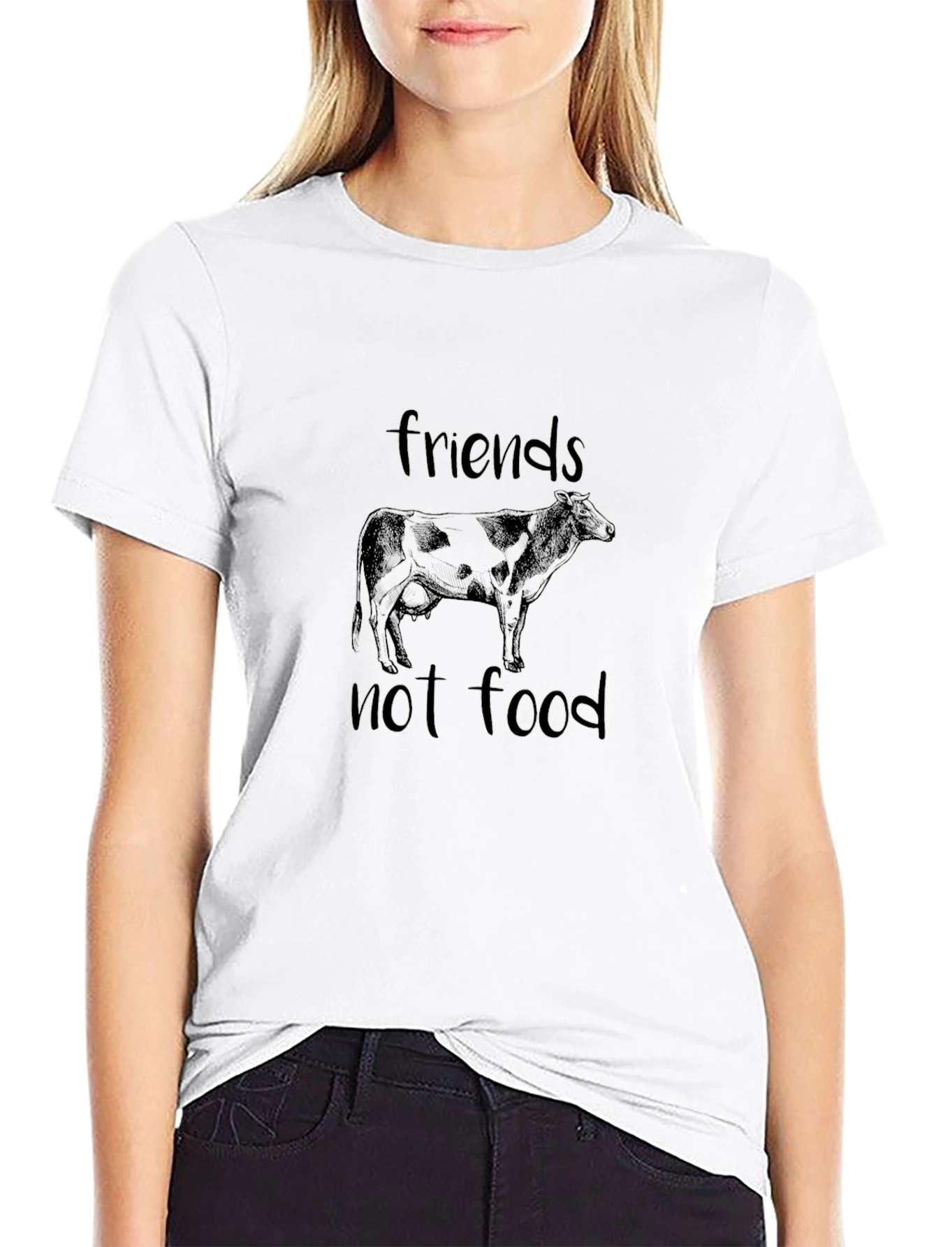 Vegan Friends Not Food Cow Graphic T-Shirt