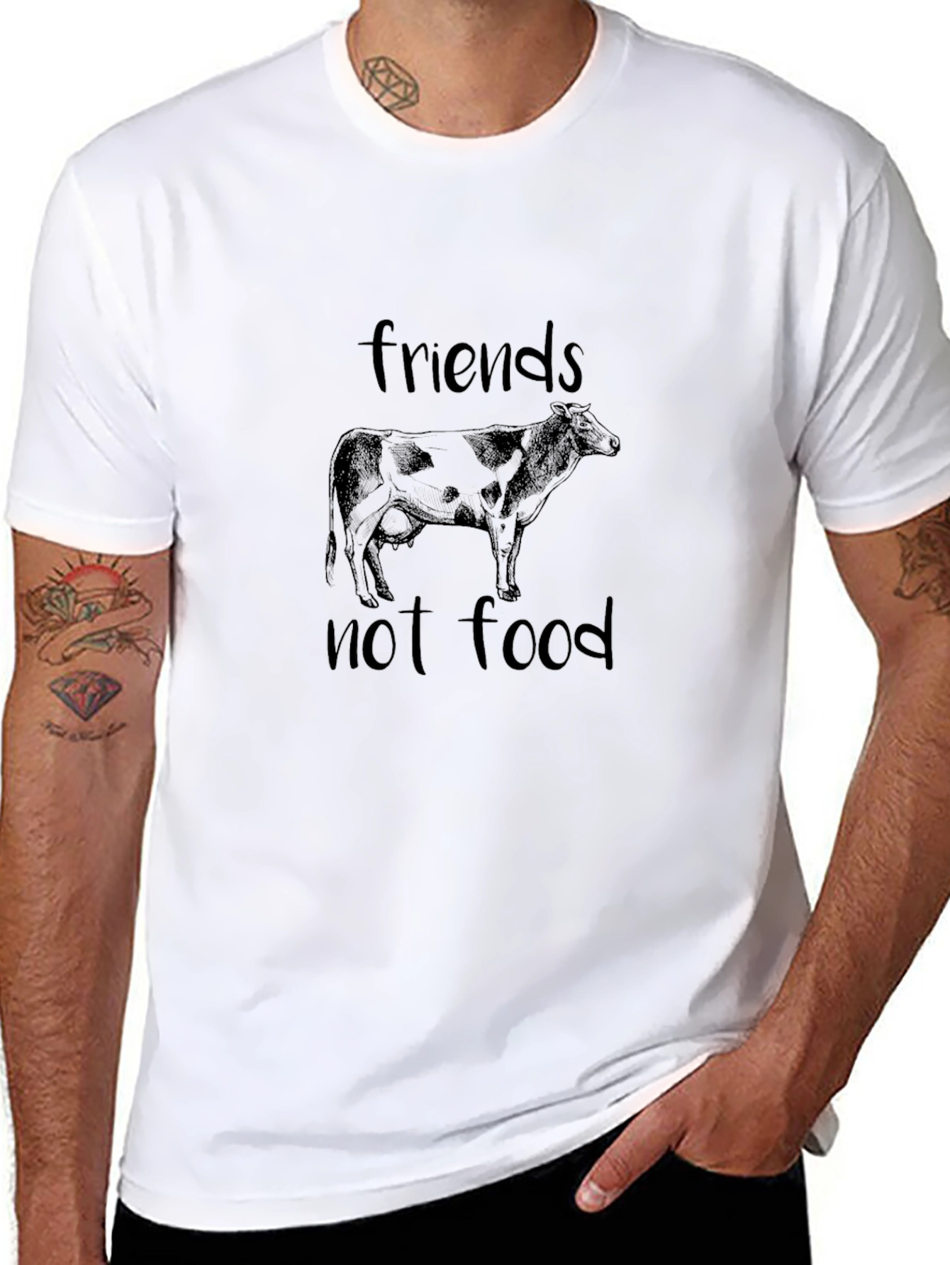 Vegan Friends Not Food Cow Graphic T-Shirt