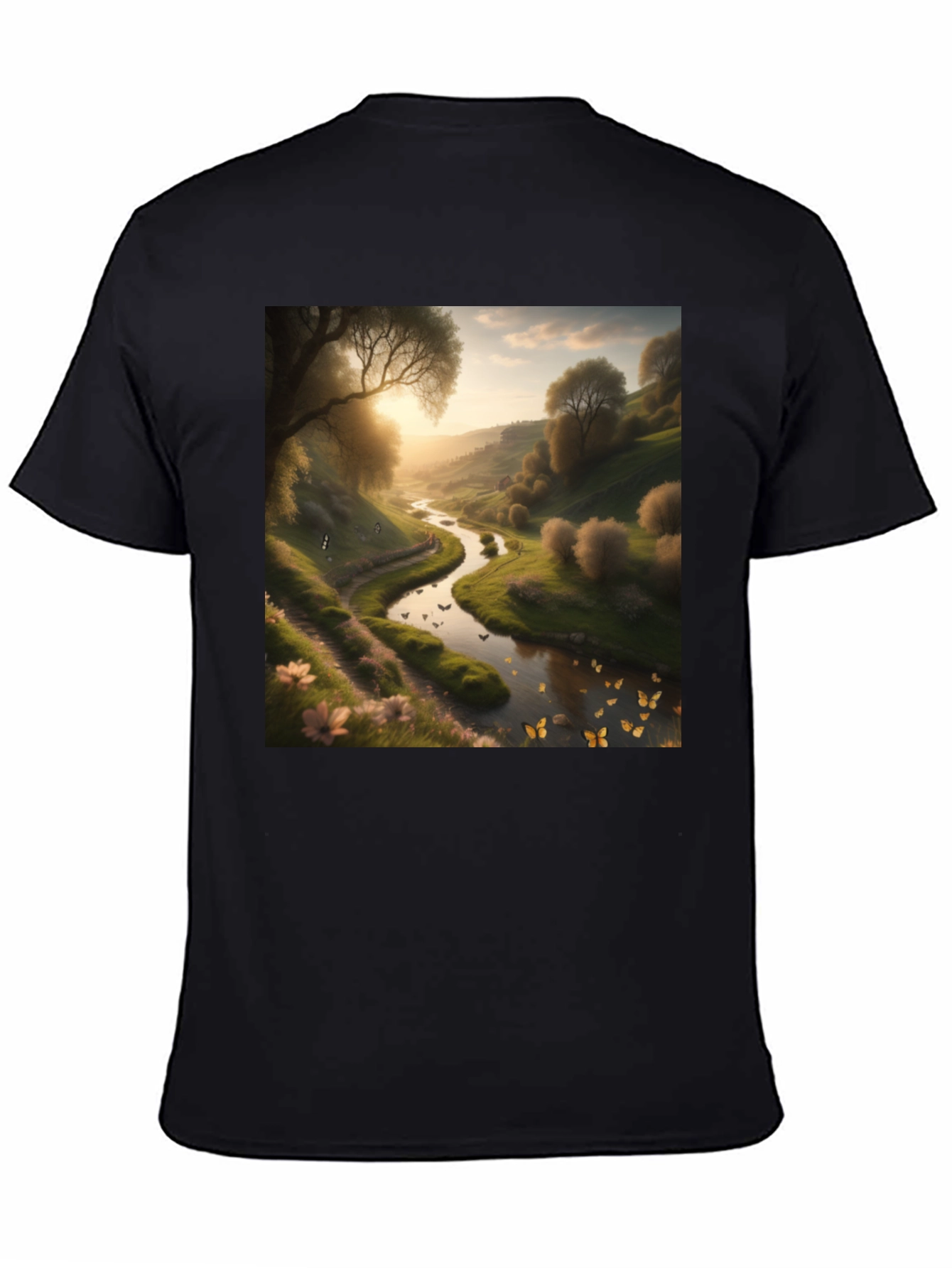 Nature River Graphic Tee - Mens Black T-Shirt