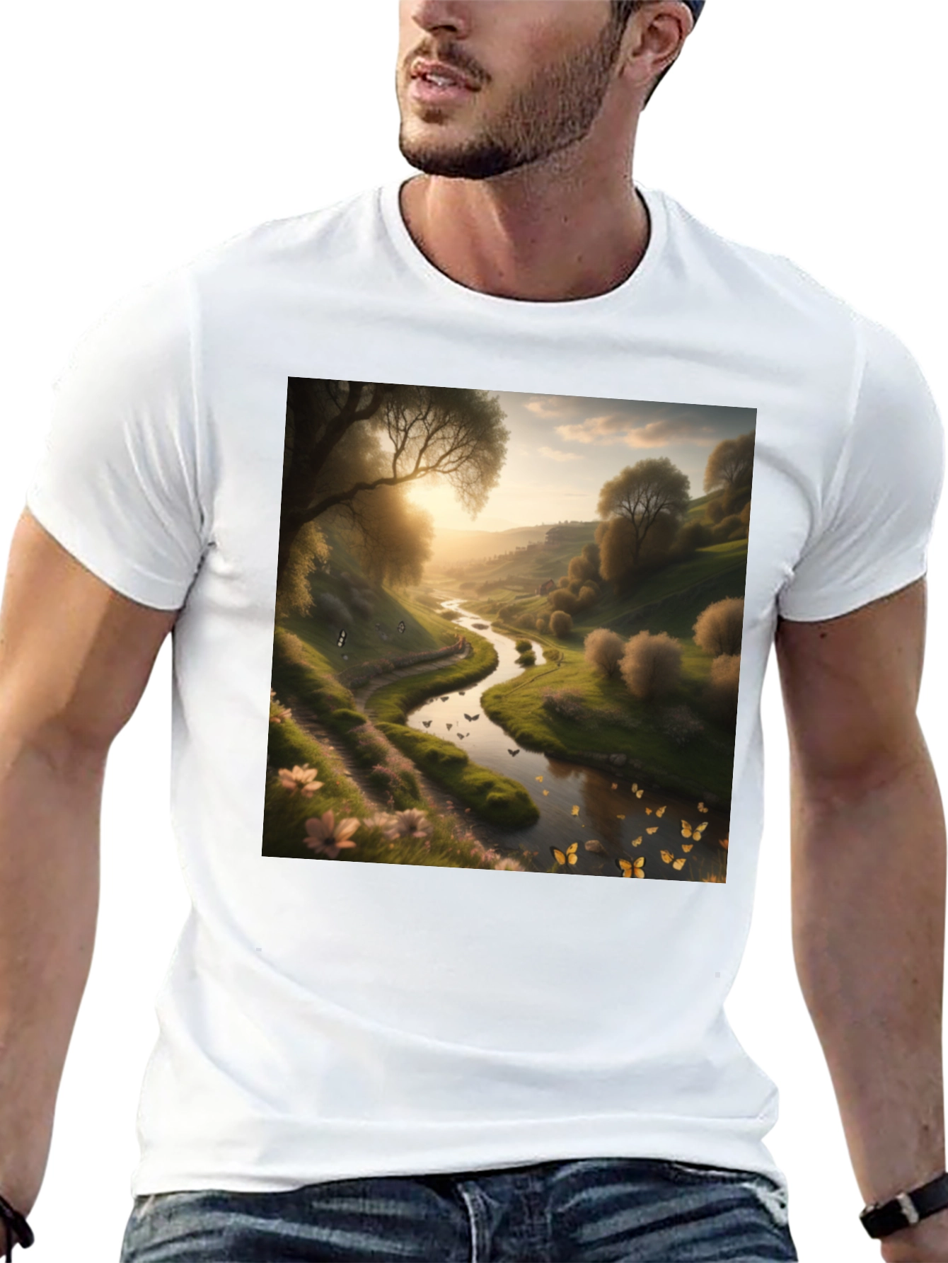 Nature River Graphic Tee - Mens Black T-Shirt