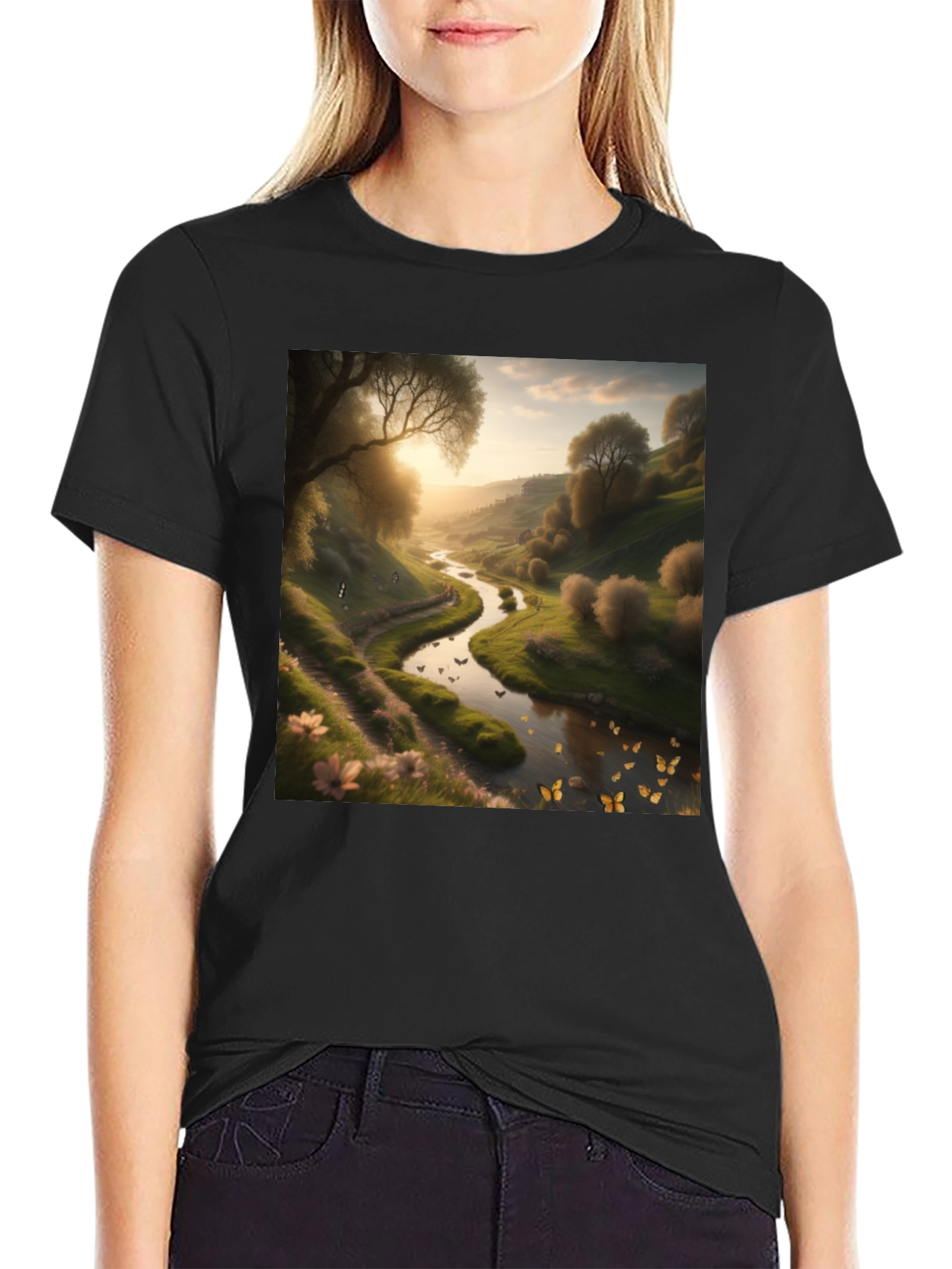 Nature River Graphic Tee - Mens Black T-Shirt