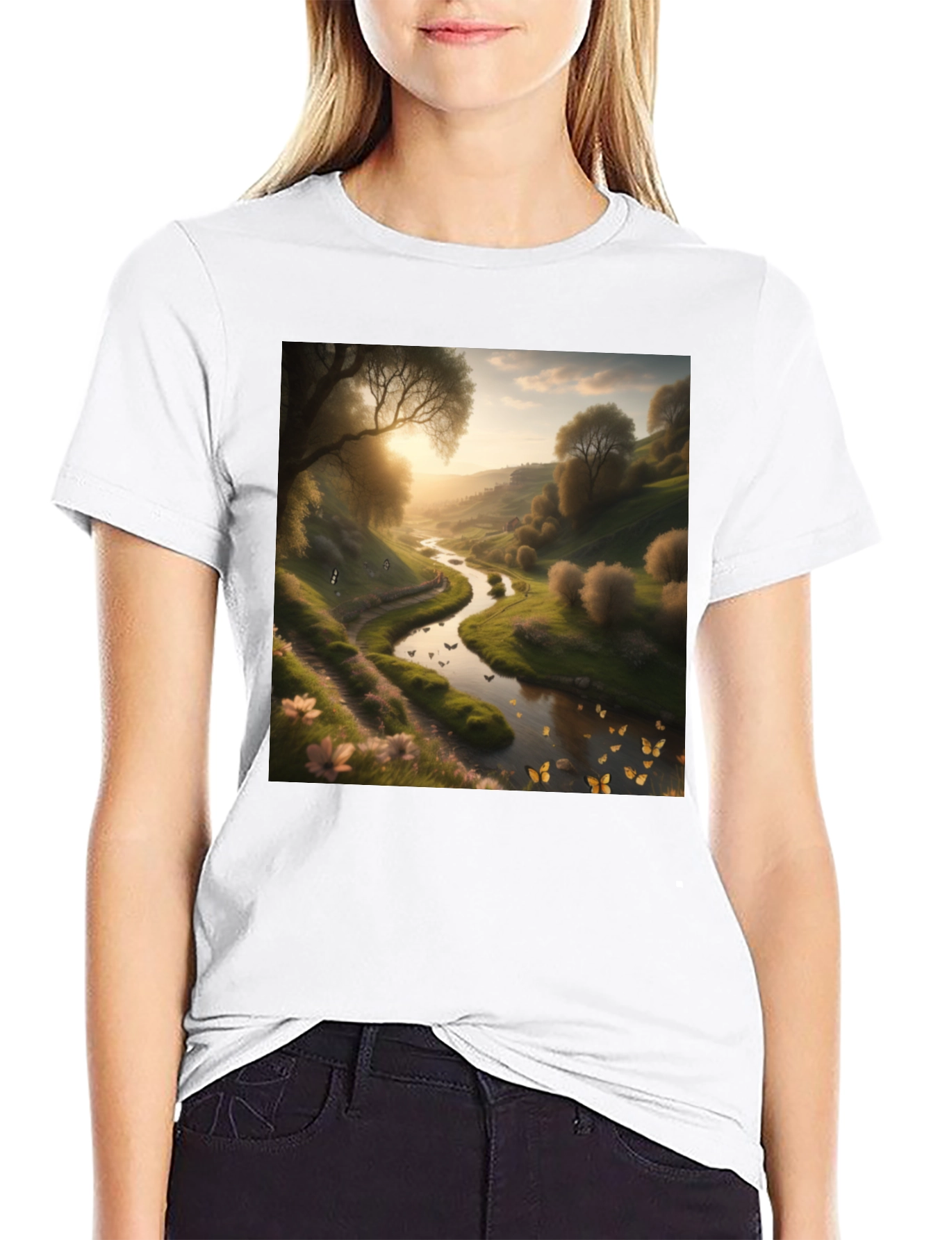 Nature River Graphic Tee - Mens Black T-Shirt