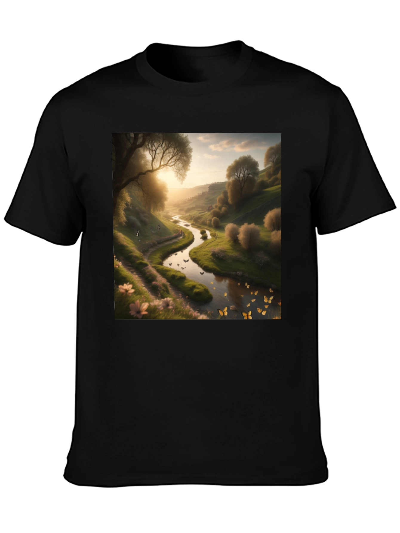 Nature River Graphic Tee - Mens Black T-Shirt