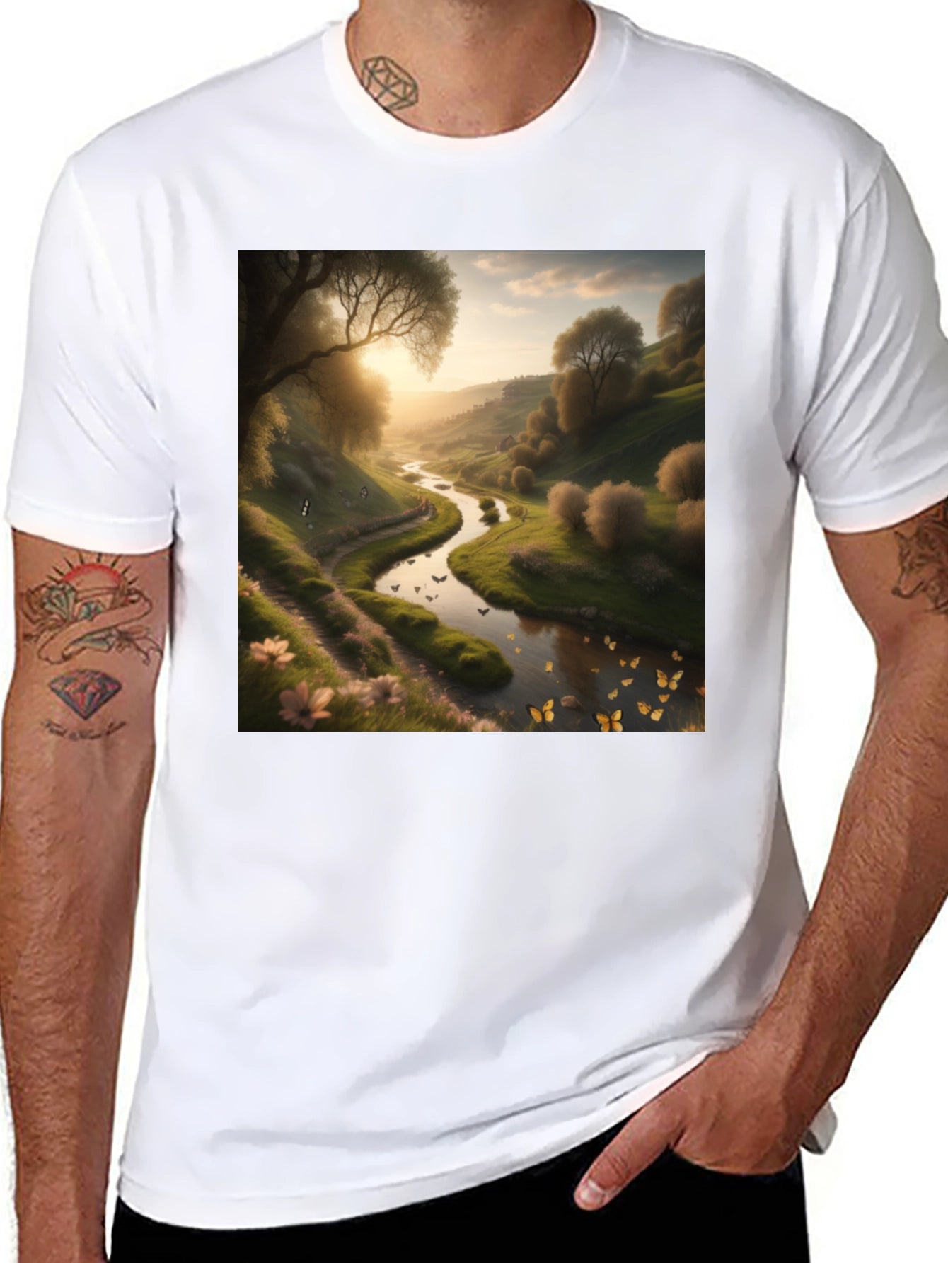 Nature River Graphic Tee - Mens Black T-Shirt