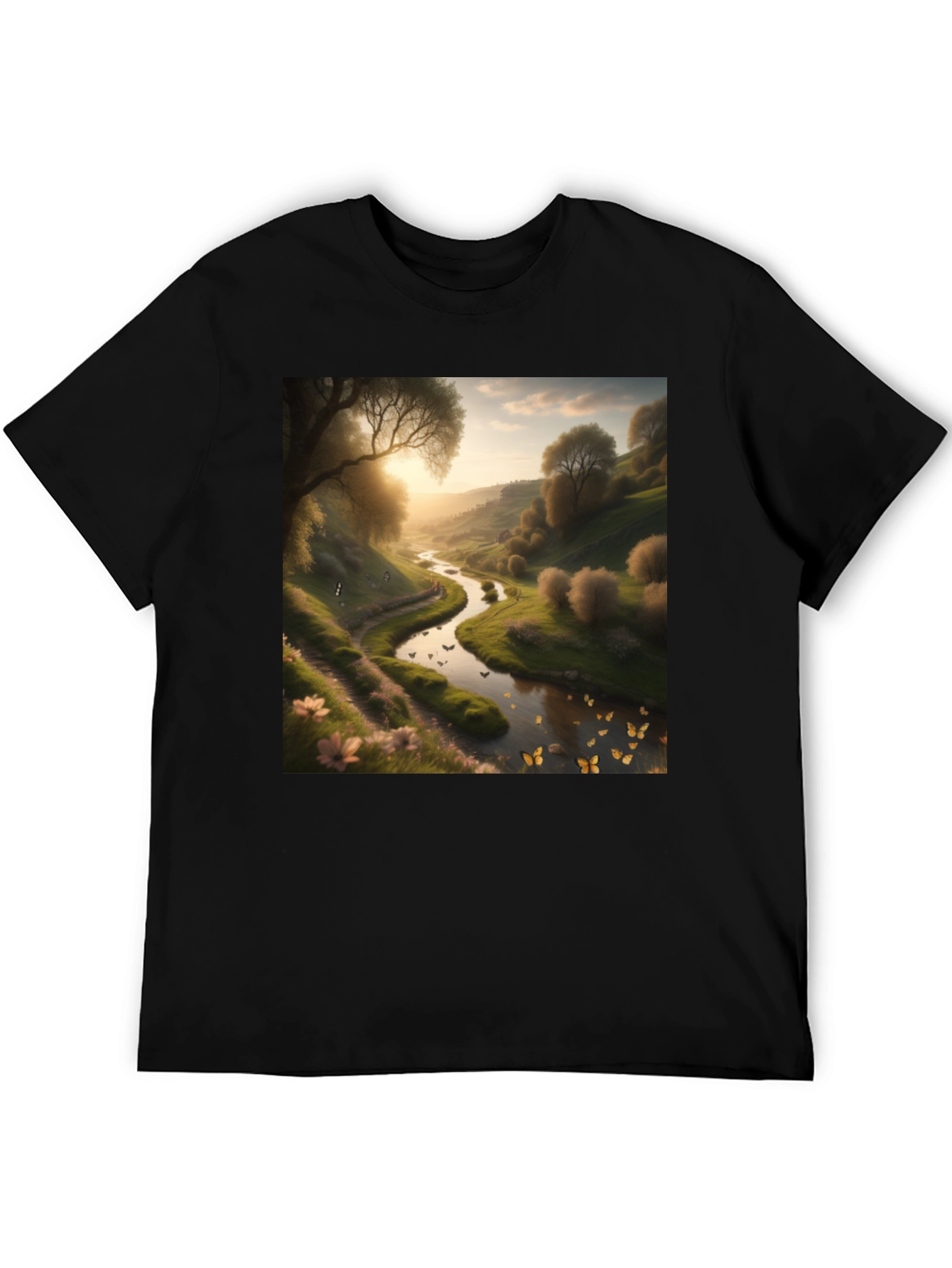Nature River Graphic Tee - Mens Black T-Shirt