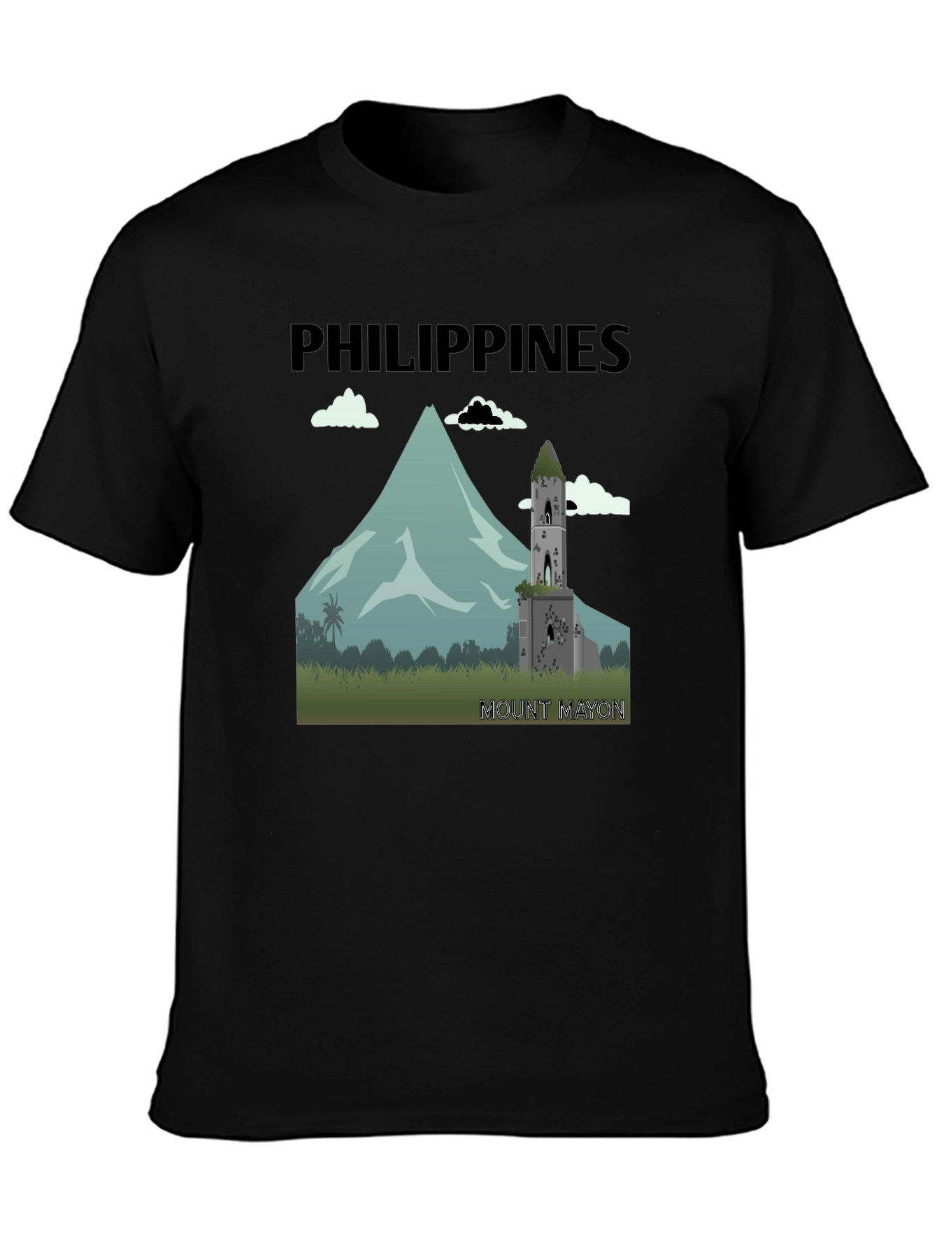 Philippines Mount Mayon Graphic Tee - Black
