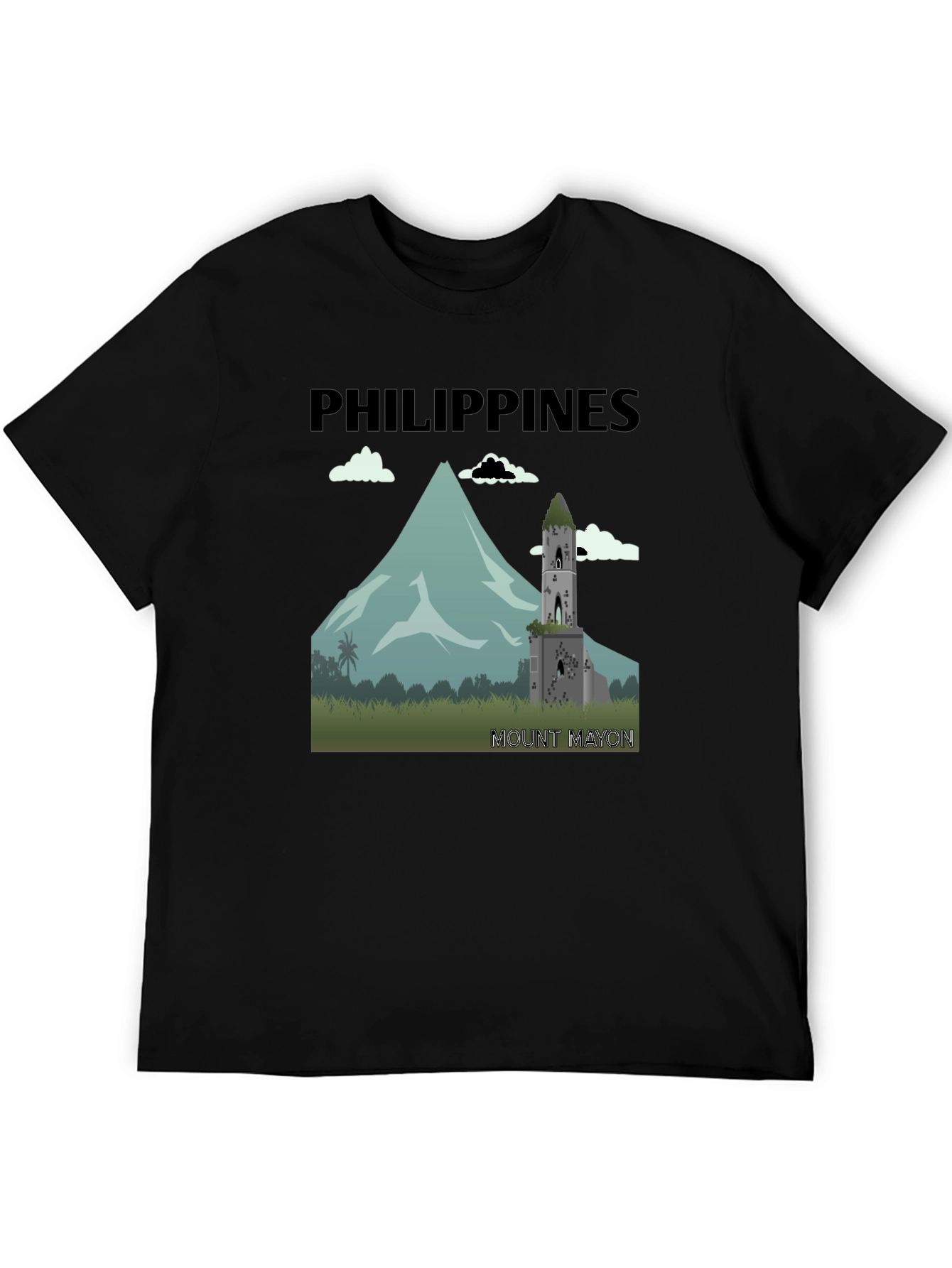 Philippines Mount Mayon Graphic Tee - Black