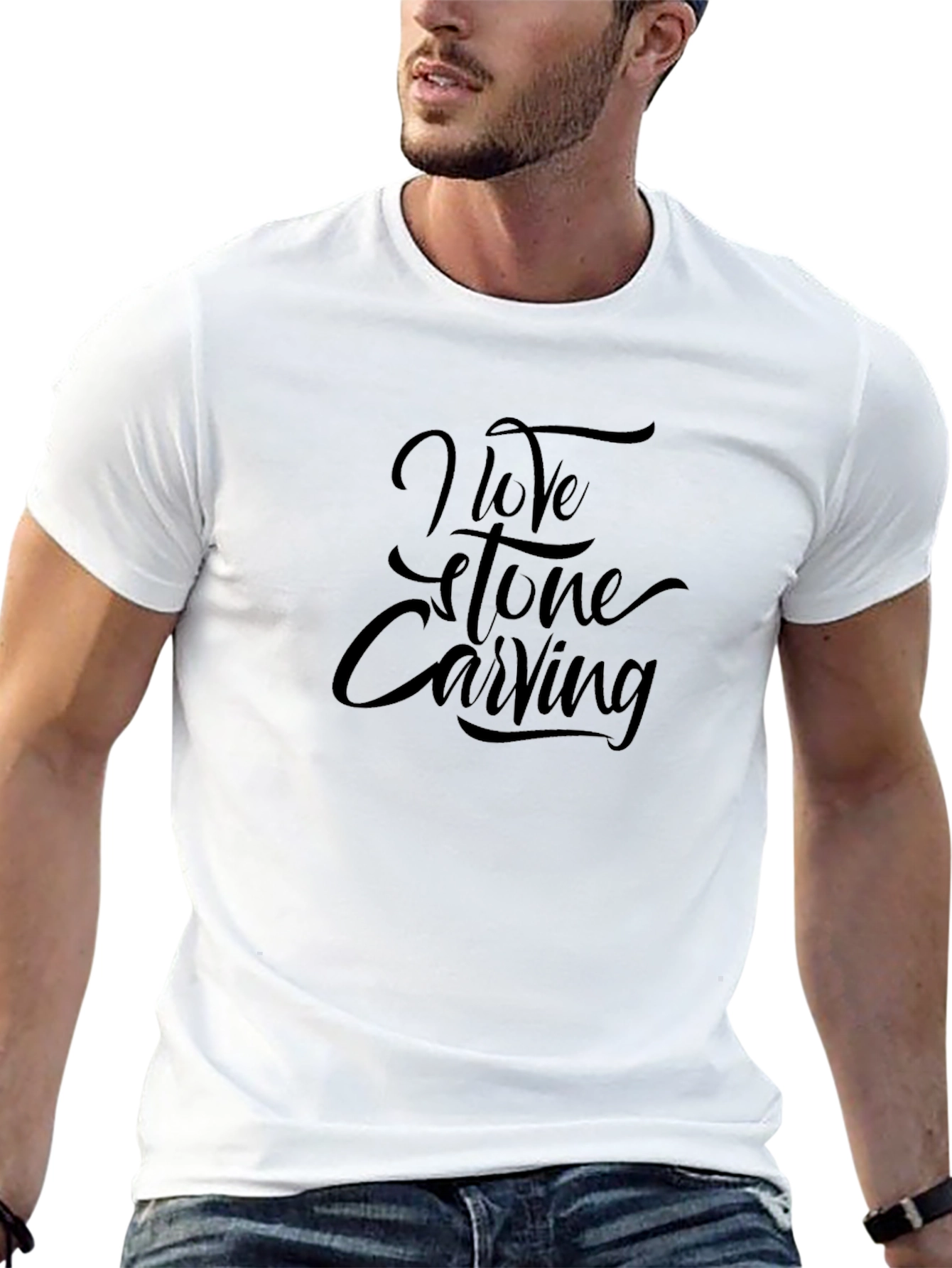I Love Stone Carving Black T-Shirt