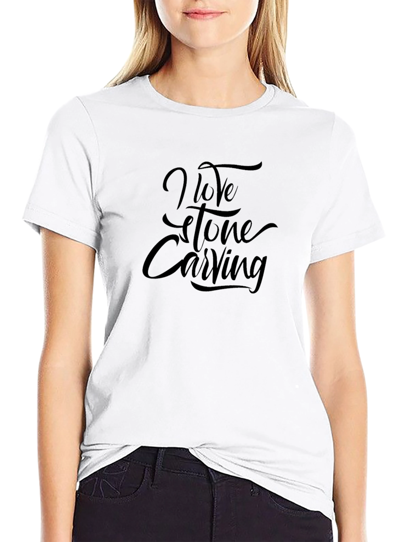I Love Stone Carving Black T-Shirt