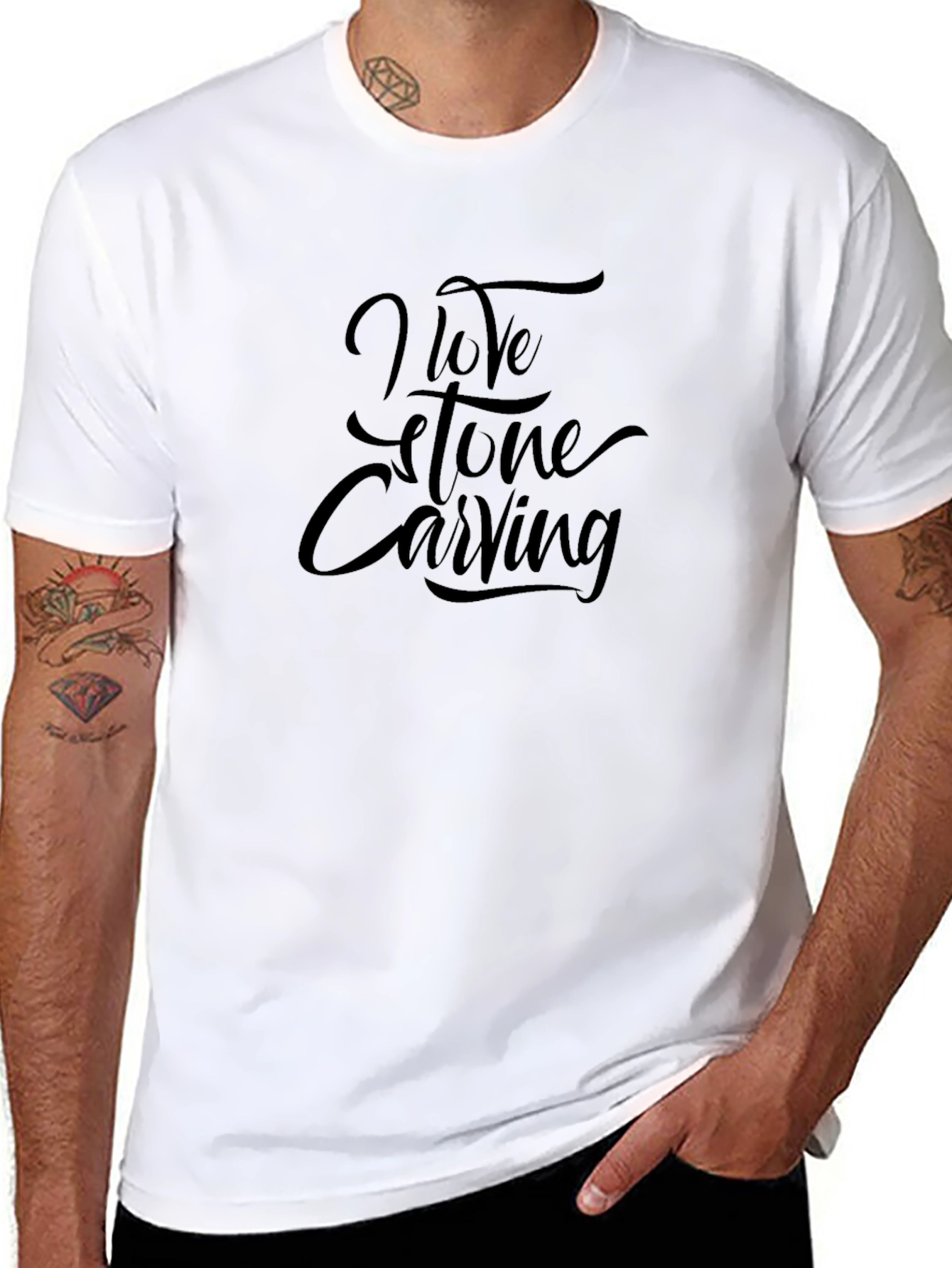 I Love Stone Carving Black T-Shirt