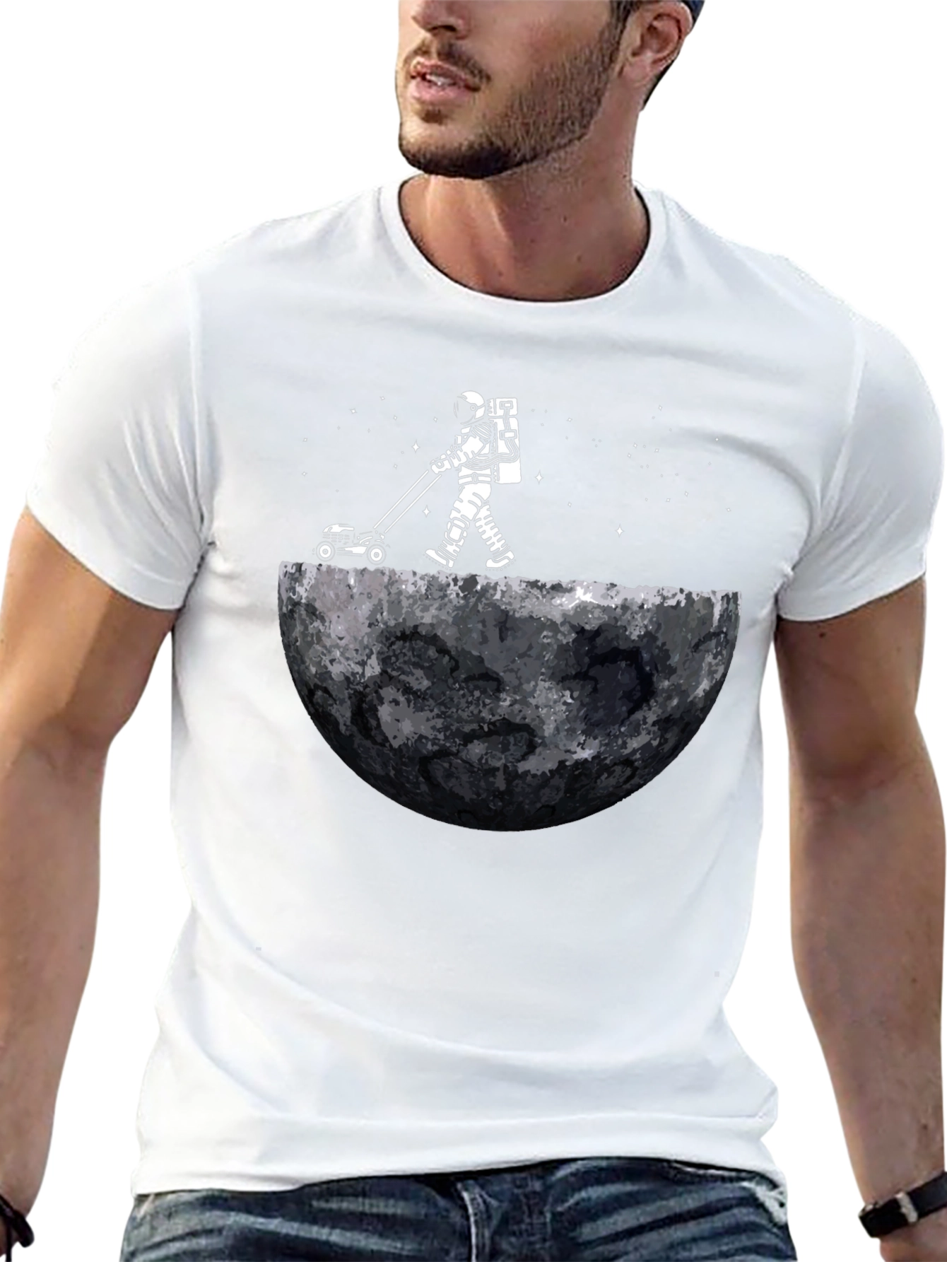 Astronaut Moon Lawn Care T-Shirt - Unique Graphic Tee
