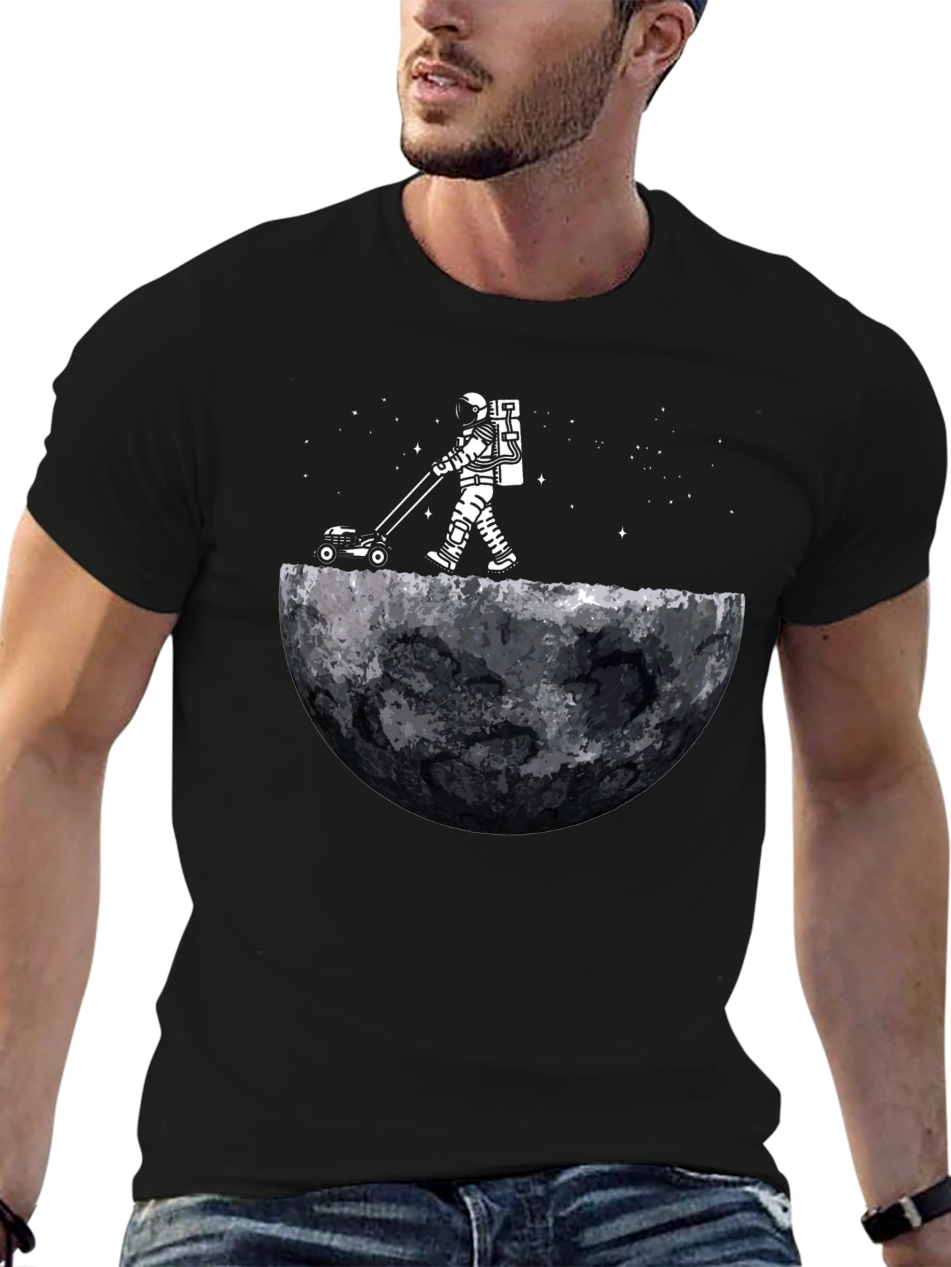 Astronaut Moon Lawn Care T-Shirt - Unique Graphic Tee