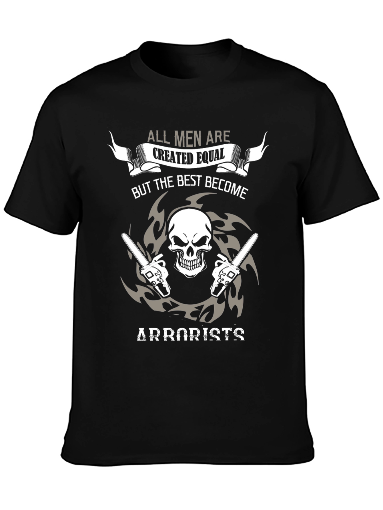 Arborist Skull Chainsaw Graphic Tee - Black
