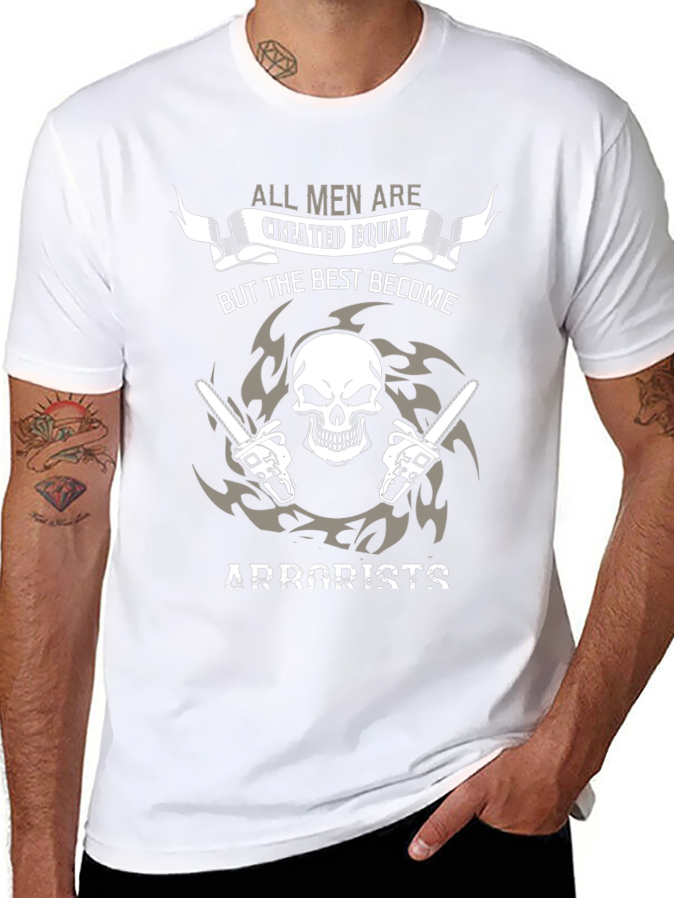 Arborist Skull Chainsaw Graphic Tee - Black