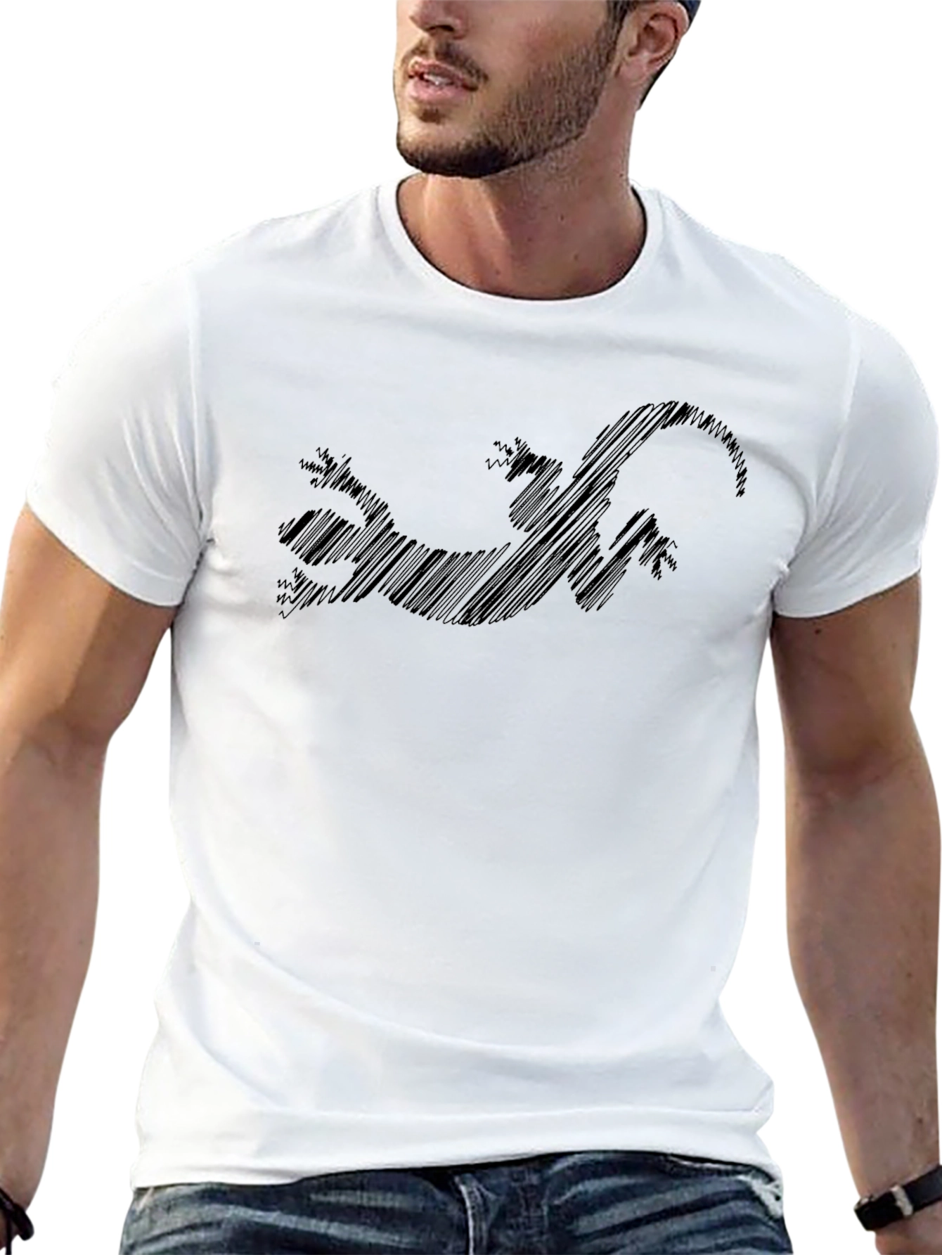 Mens Black Lizard Scribble Tee