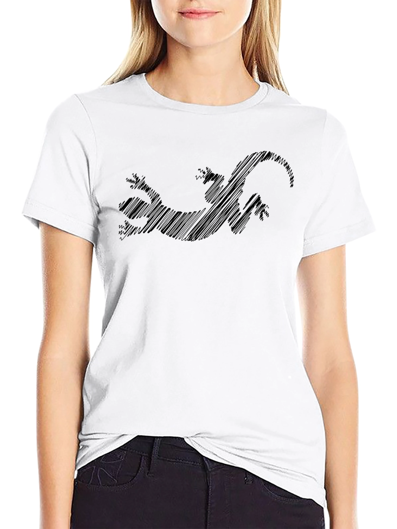 Mens Black Lizard Scribble Tee