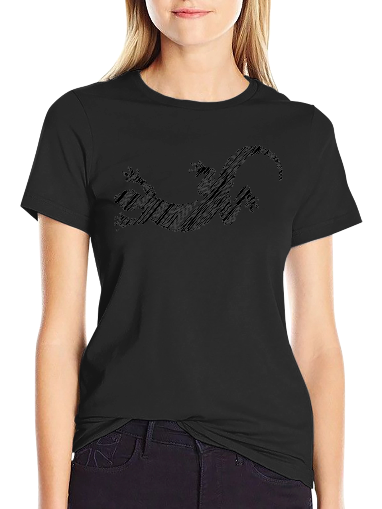 Mens Black Lizard Scribble Tee
