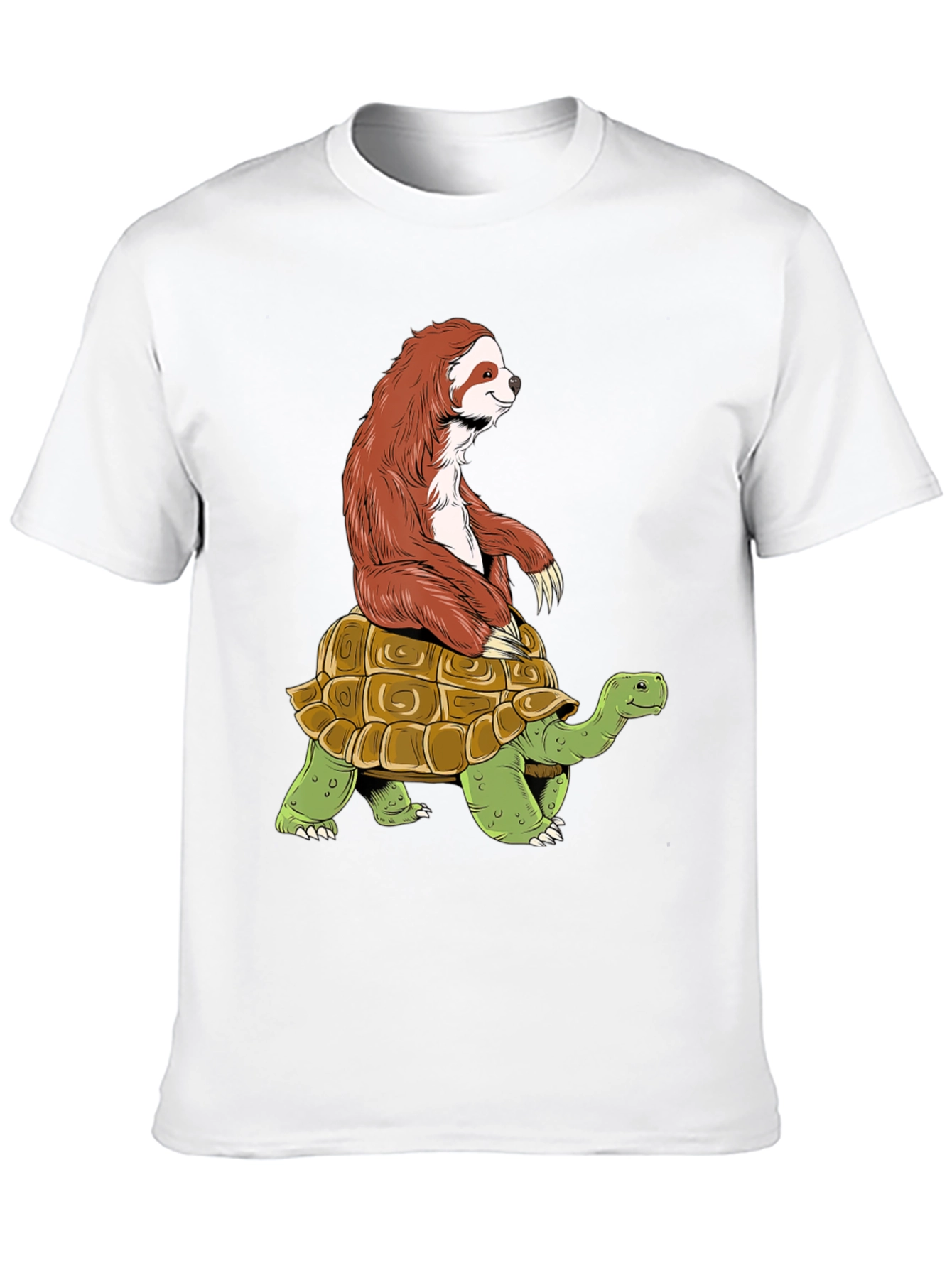 Sloth Riding Turtle Graphic Tee - Funny Animal Shirt