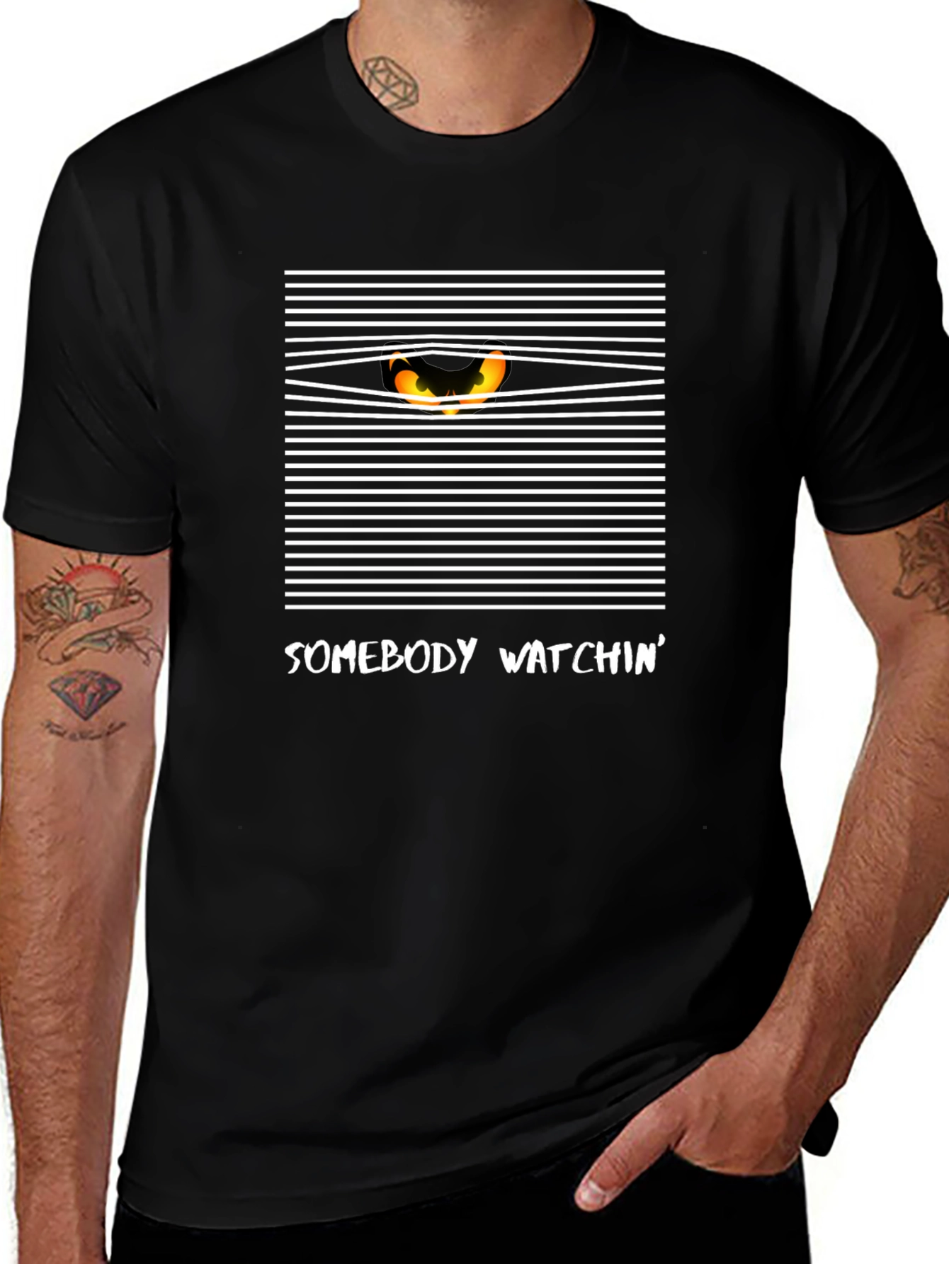 Somebody Watchin Graphic Tee - Black
