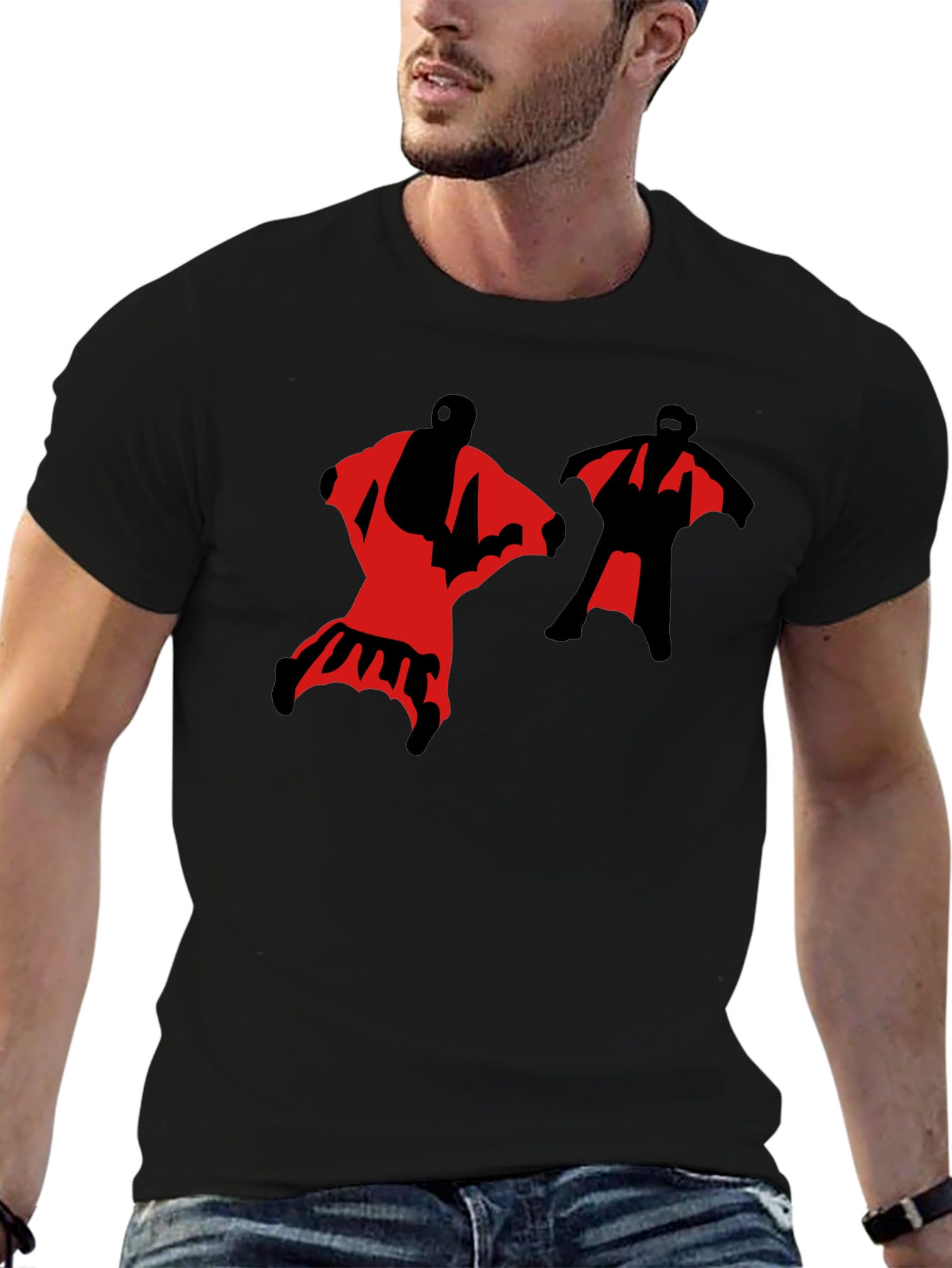 Black Wingsuit Skydivers Graphic T-Shirt