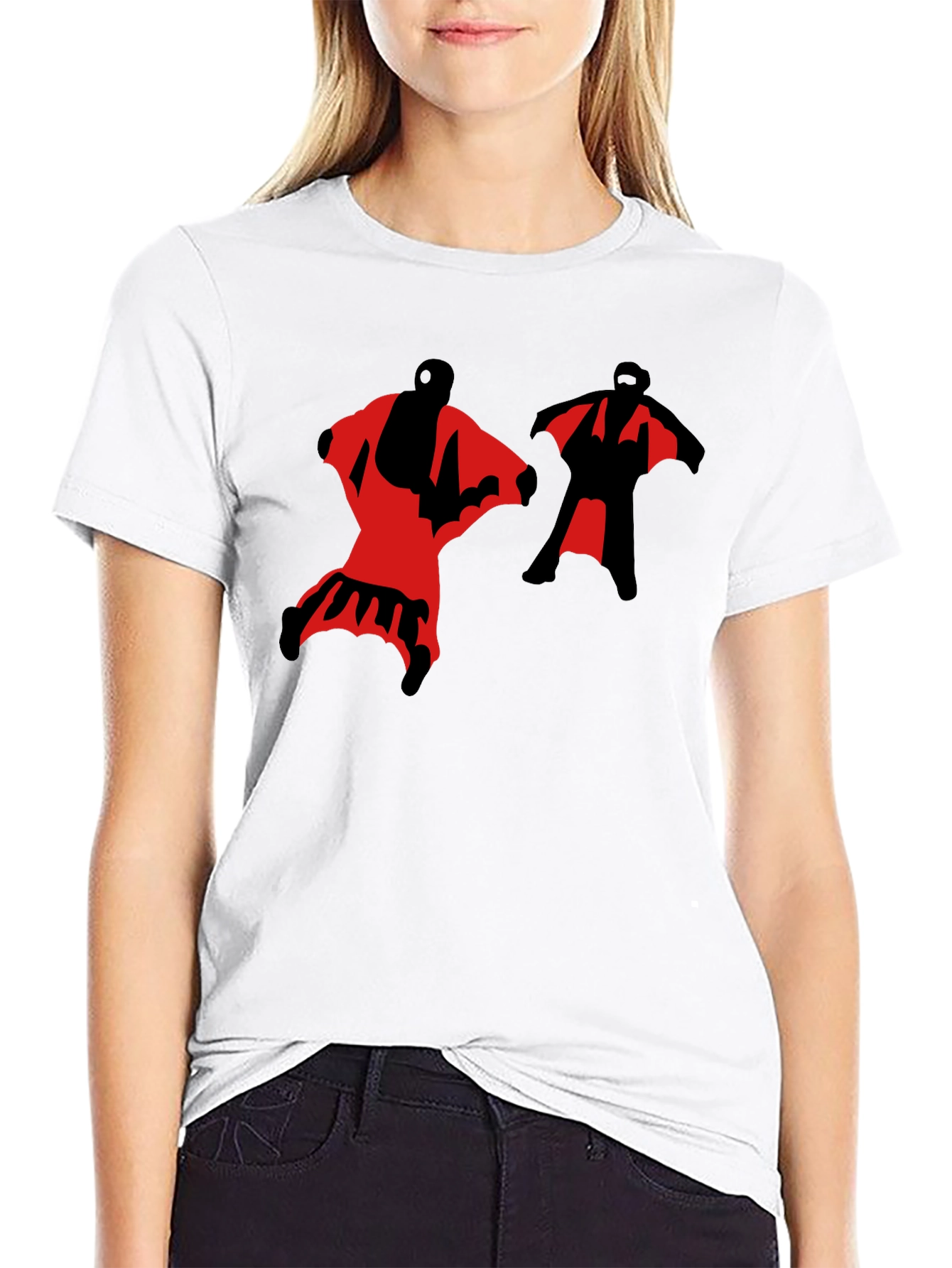 Black Wingsuit Skydivers Graphic T-Shirt