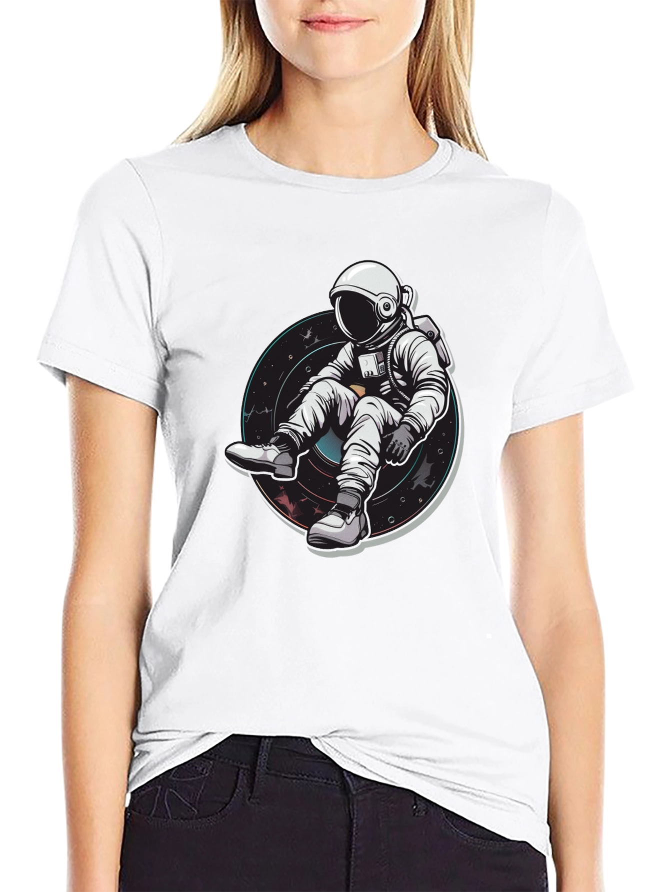 Astronaut Chill Black T-Shirt - Space Graphic Tee