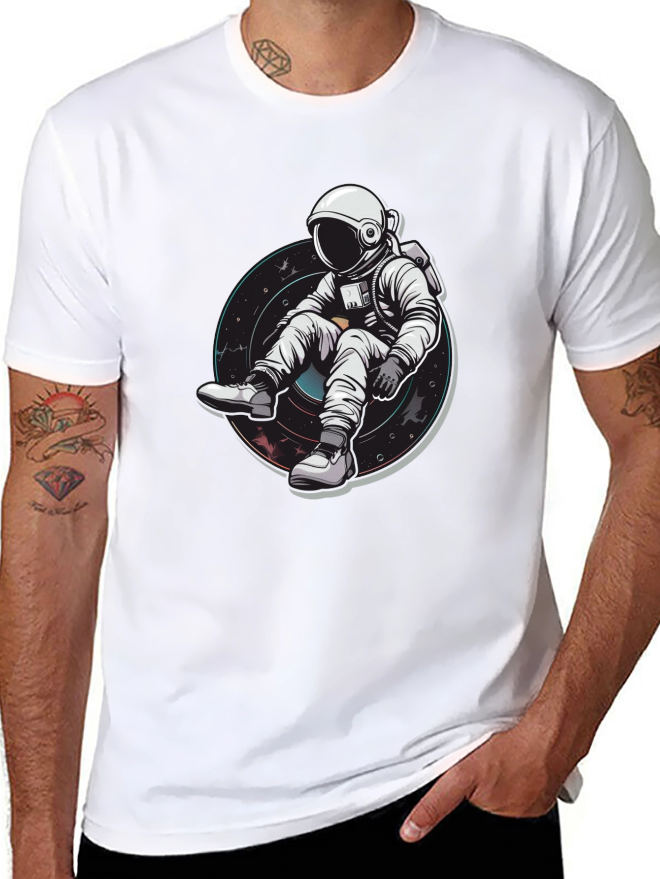 Astronaut Chill Black T-Shirt - Space Graphic Tee