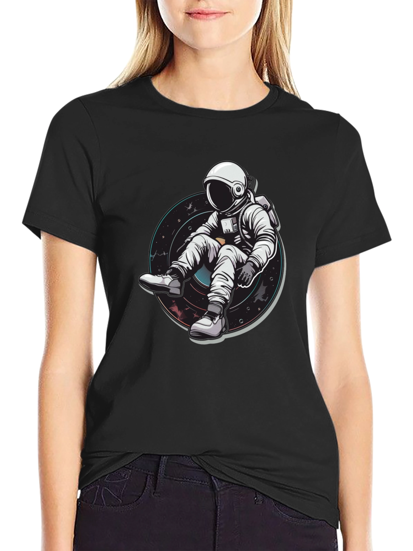 Astronaut Chill Black T-Shirt - Space Graphic Tee