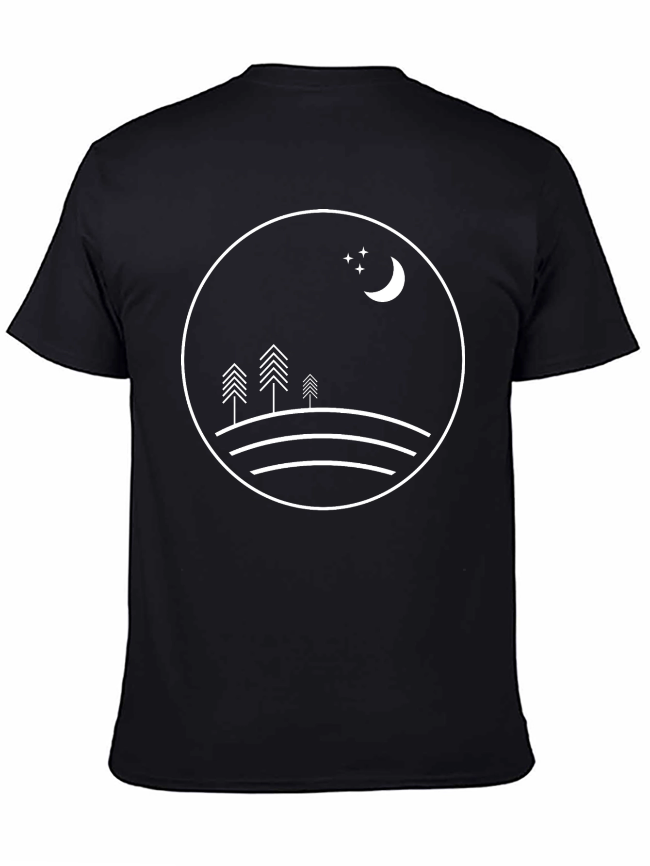 Minimalist Moon & Stars Graphic Black T-Shirt