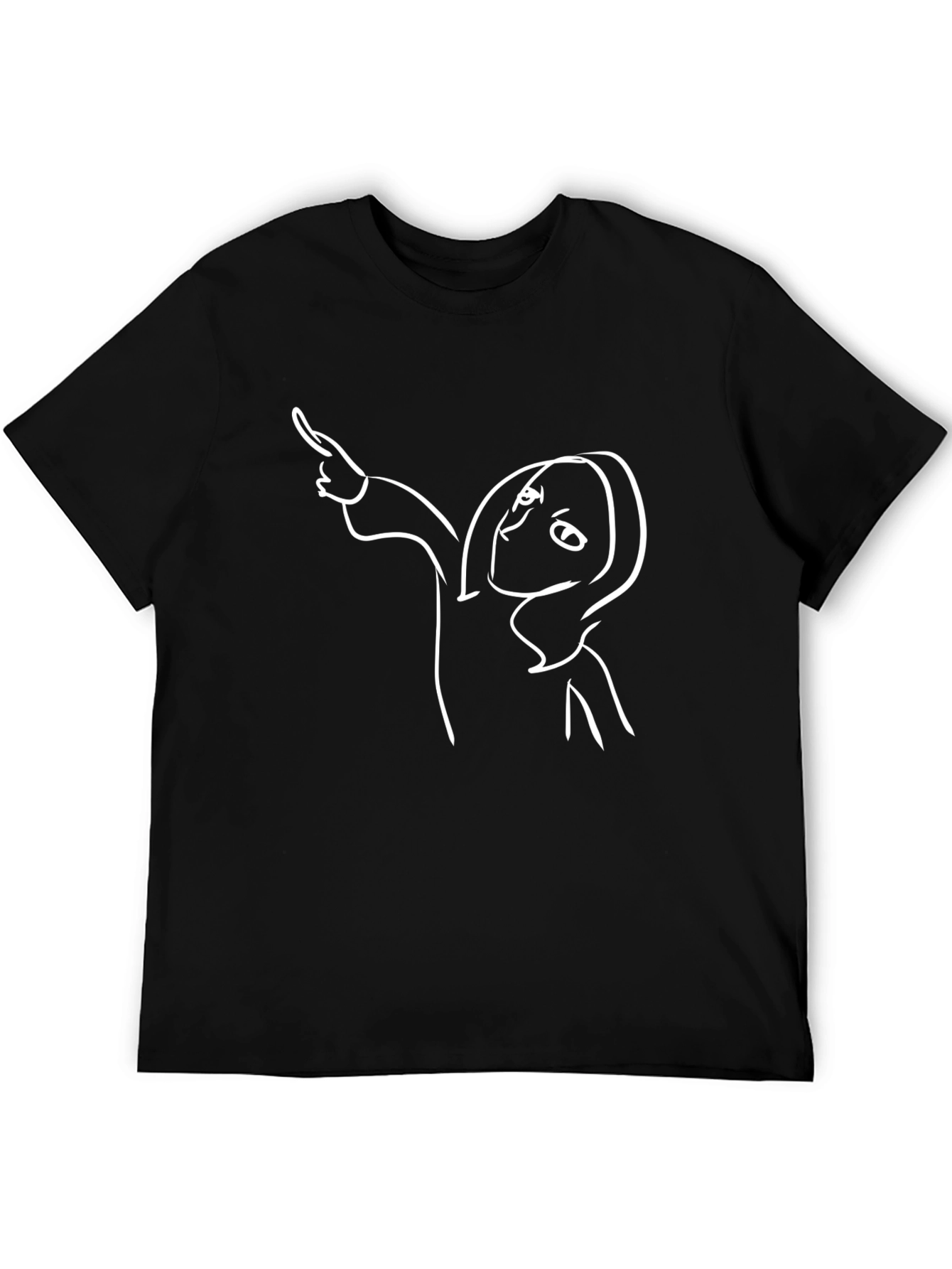 Abstract Line Art Graphic Tee - Black Cotton T-Shirt