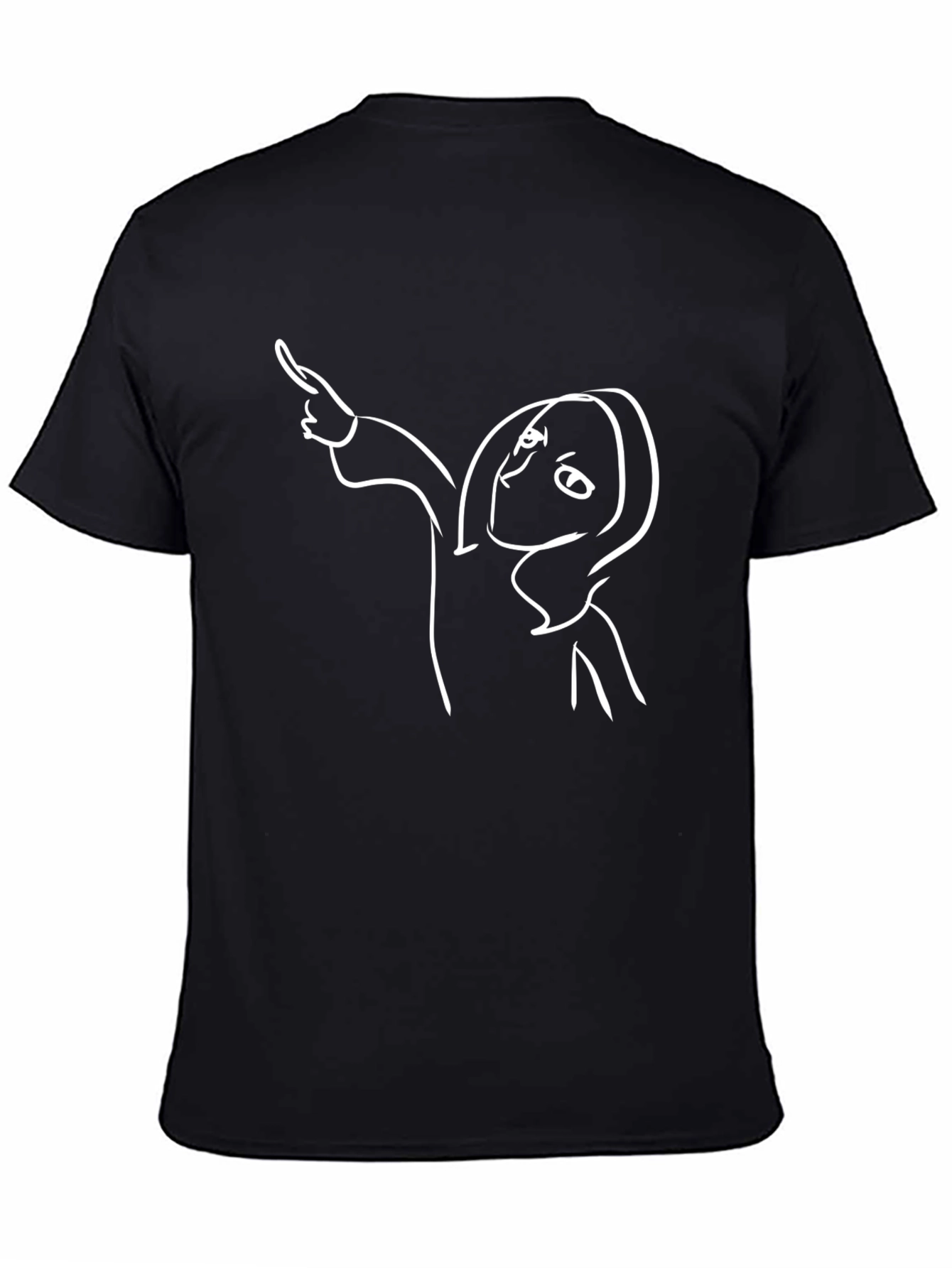Abstract Line Art Graphic Tee - Black Cotton T-Shirt