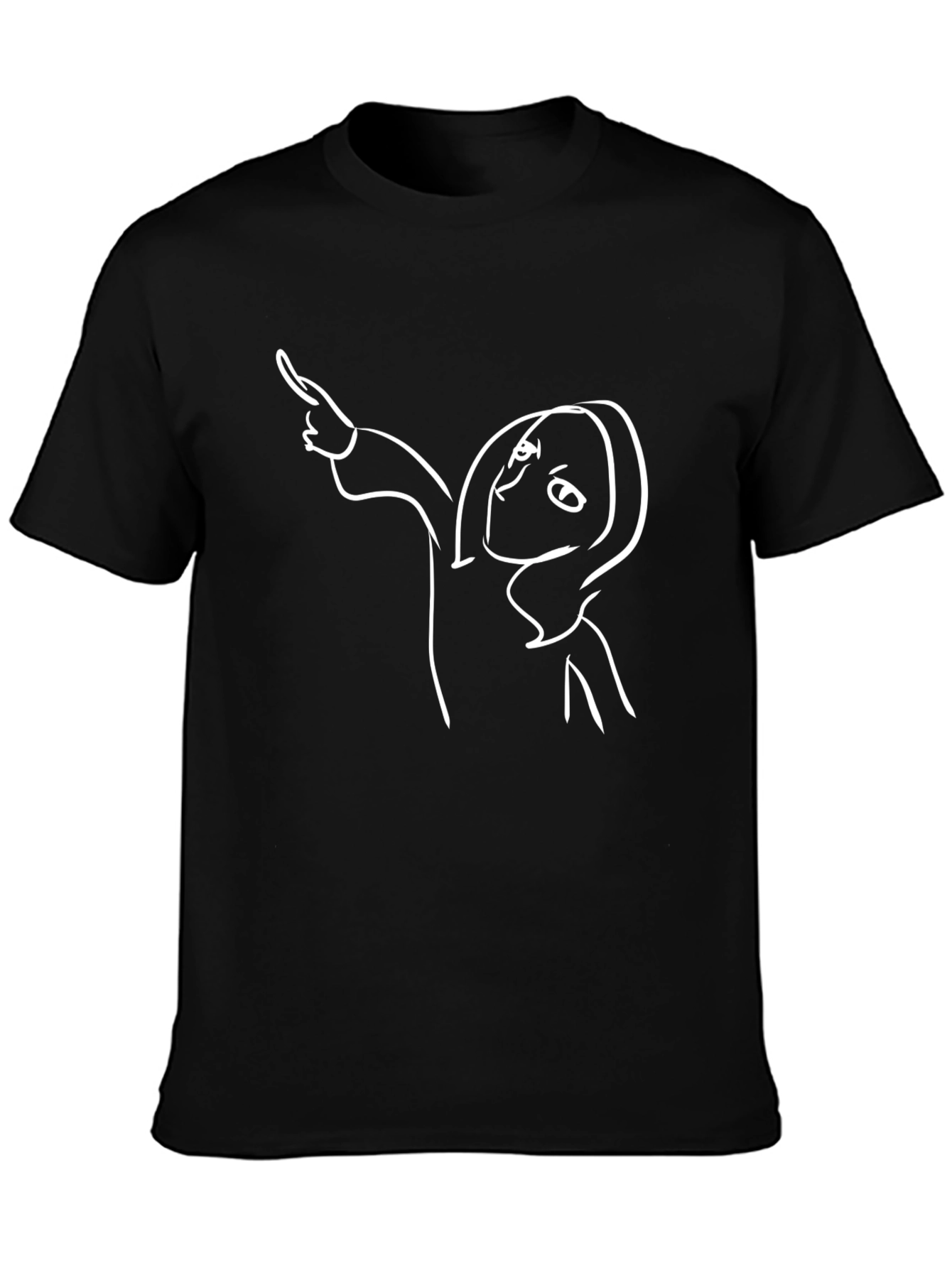 Abstract Line Art Graphic Tee - Black Cotton T-Shirt