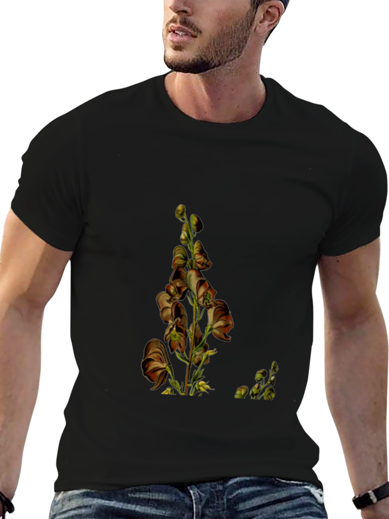 Botanical Print Black Tee