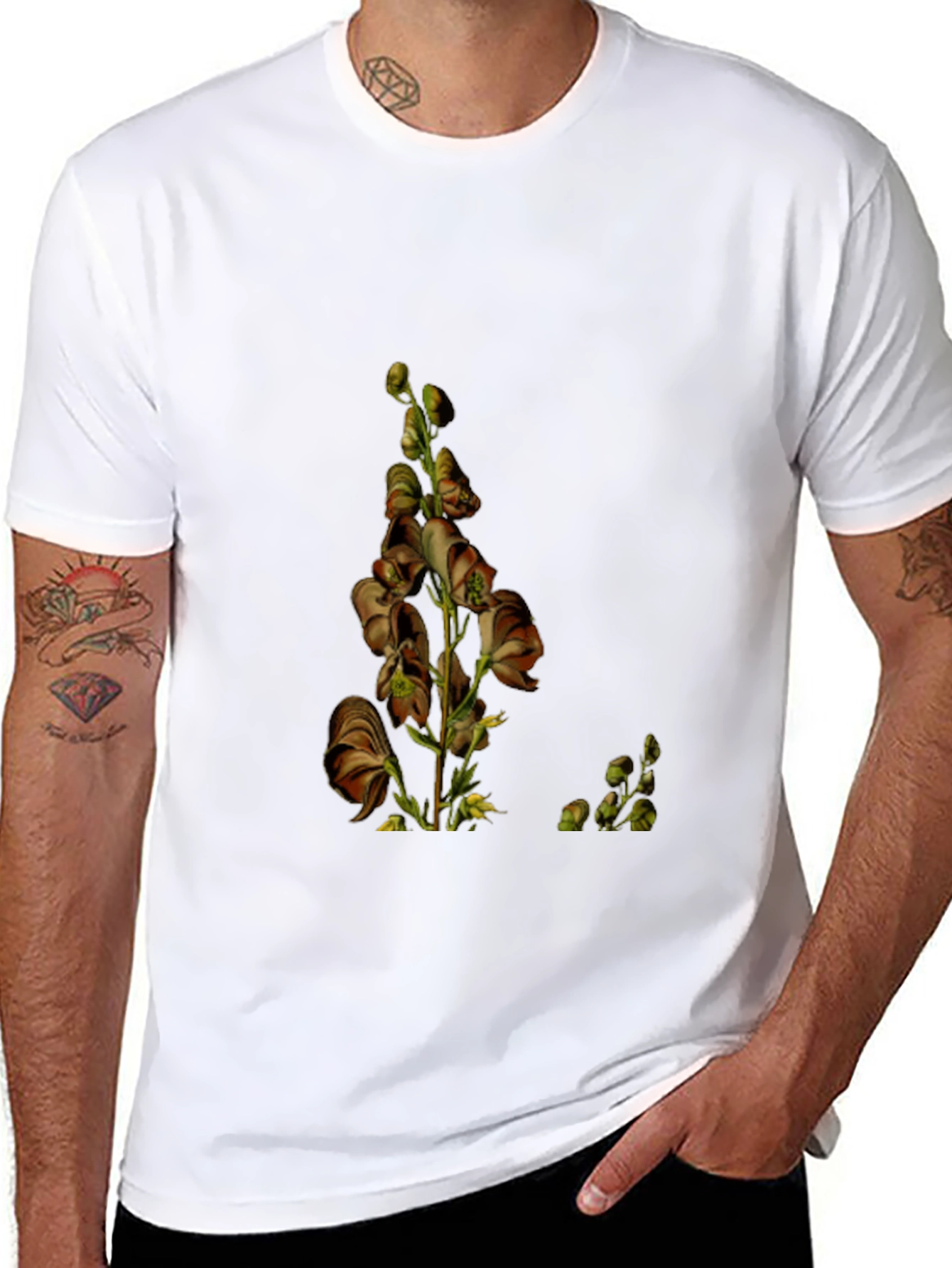 Botanical Print Black Tee
